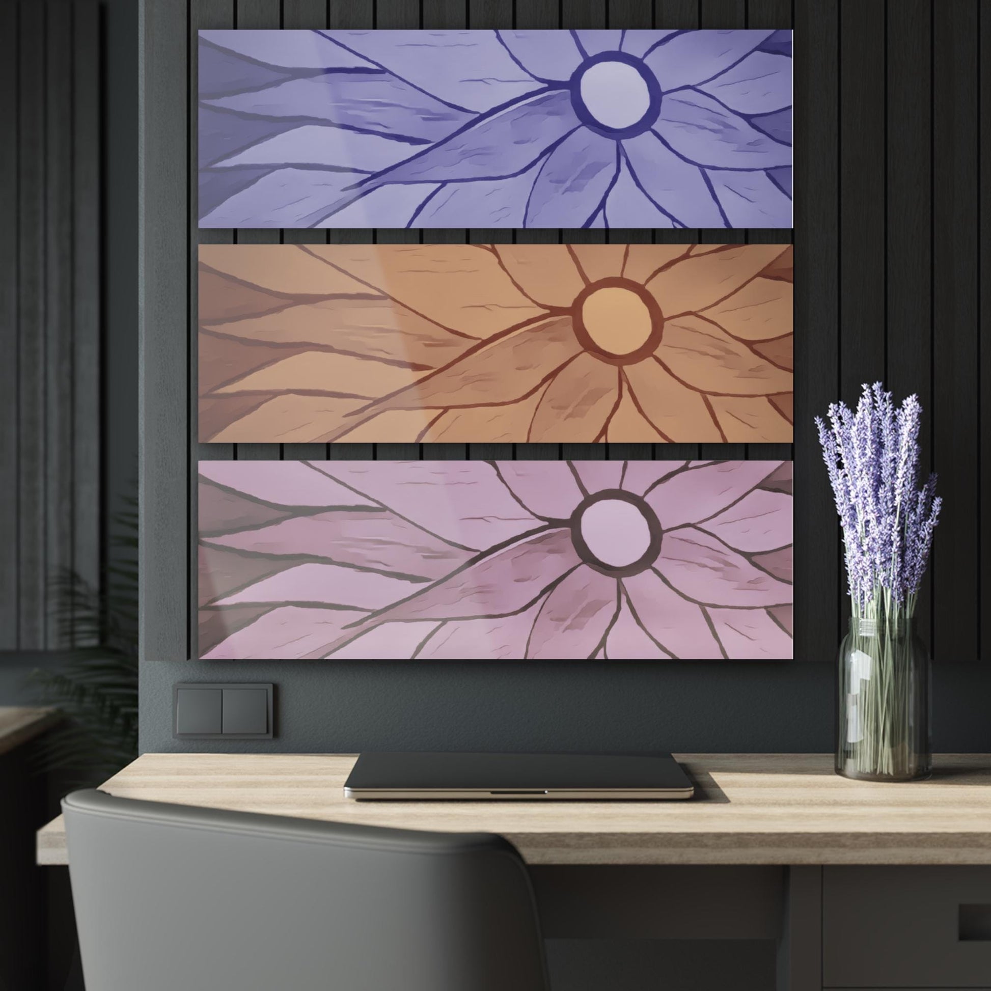 Artistic Acrylic Flower Triptych Prints, Wall Decor, Modern Art, Home Decoration, Unique Gift, Colorful Wall Art
