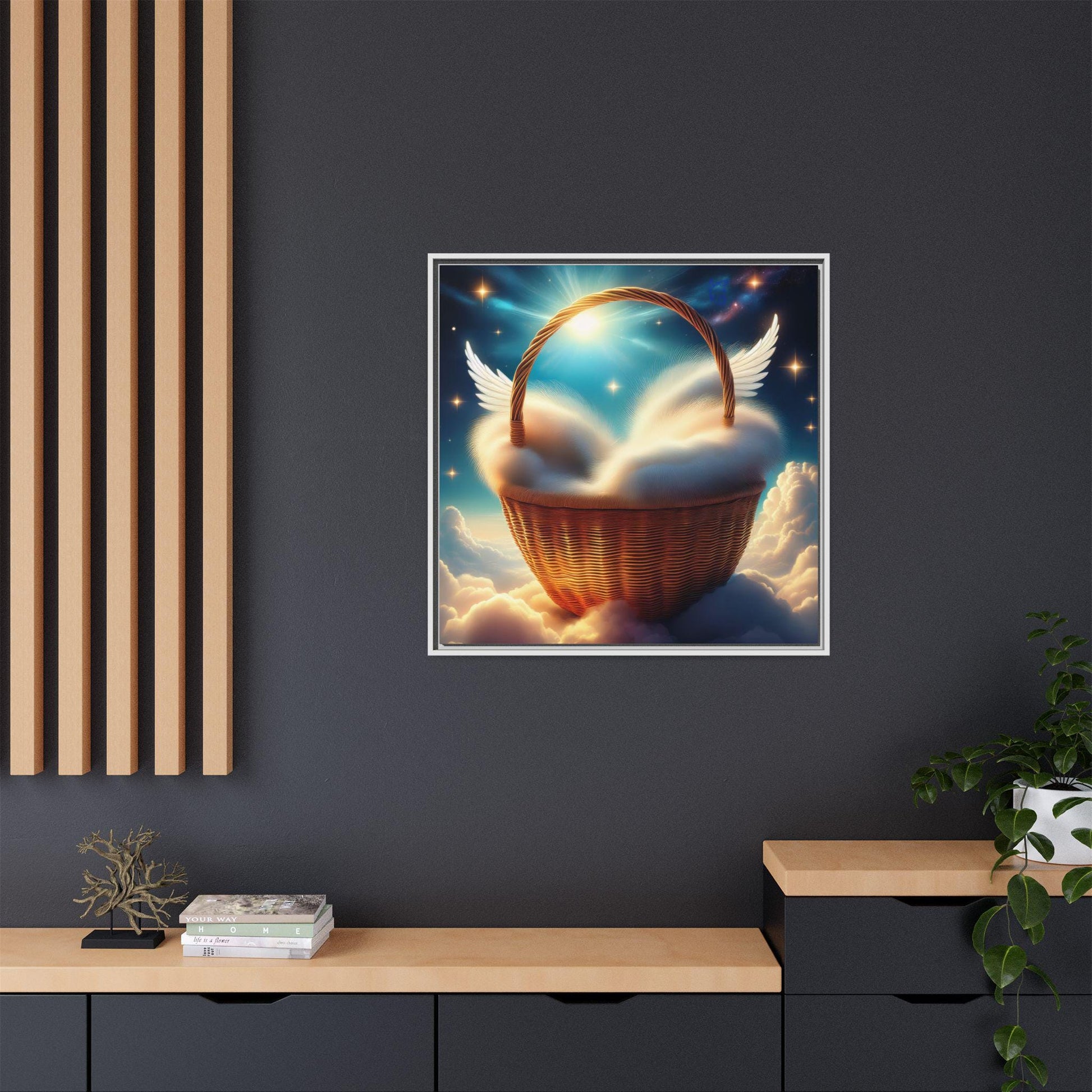Holy Heaven in a Heavenly Basket Art Print, Inspirational Decor, Gift for Dreamers, Halo Butterfly, Unique Wall Art, Ethereal Decoration