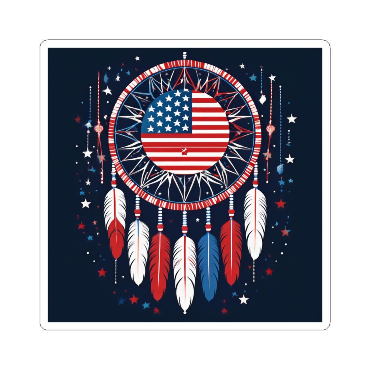 Dreamcatcher USA Kiss-Cut Stickers | Patriotic Decor, Laptop Stickers, Cute Gift, American Pride, 4th of July, Halo Butterfly
