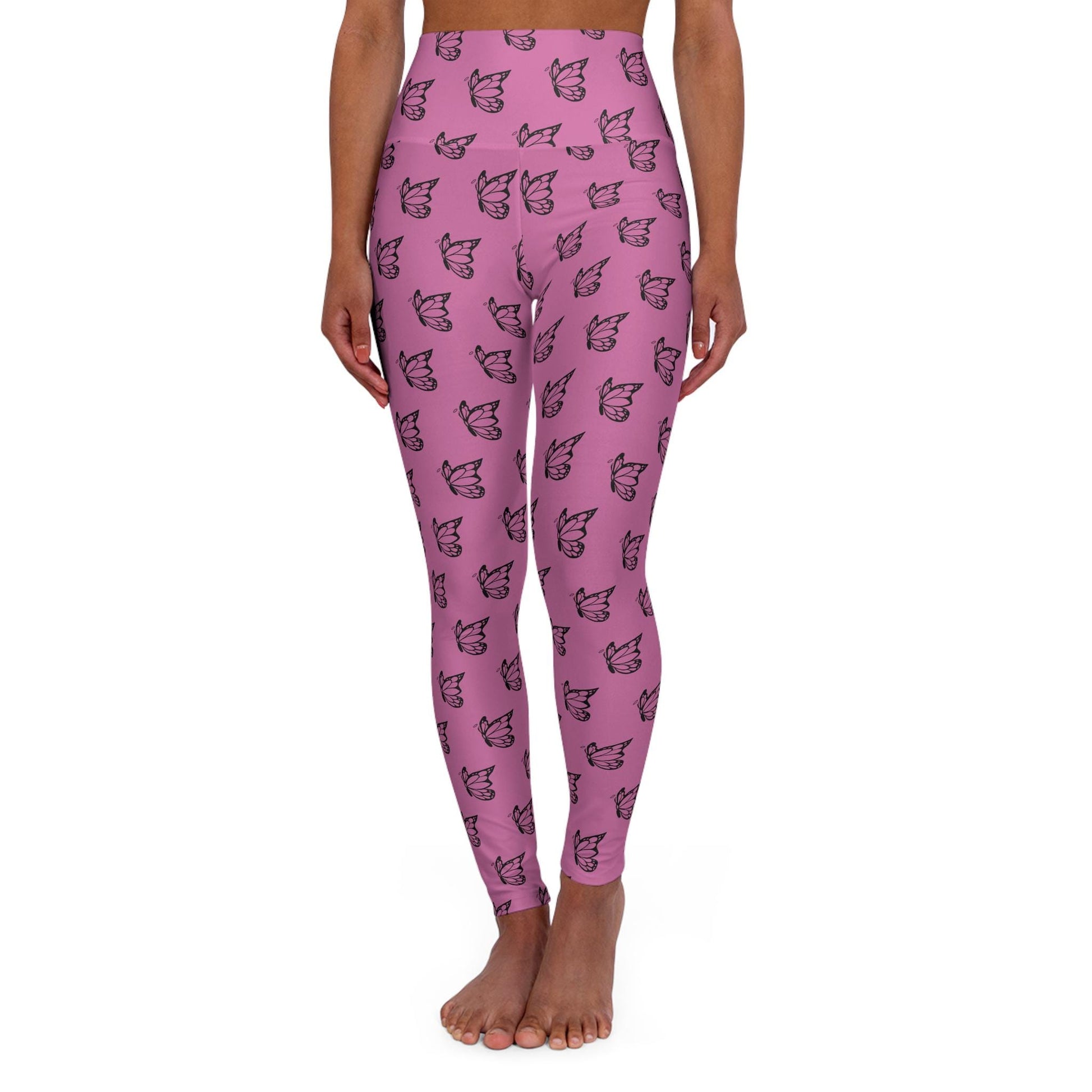 Halo Butterfly Logo High Waisted Yoga Leggings, Comfy Workout Pants, Fashionable Activewear, Perfect for Yoga,