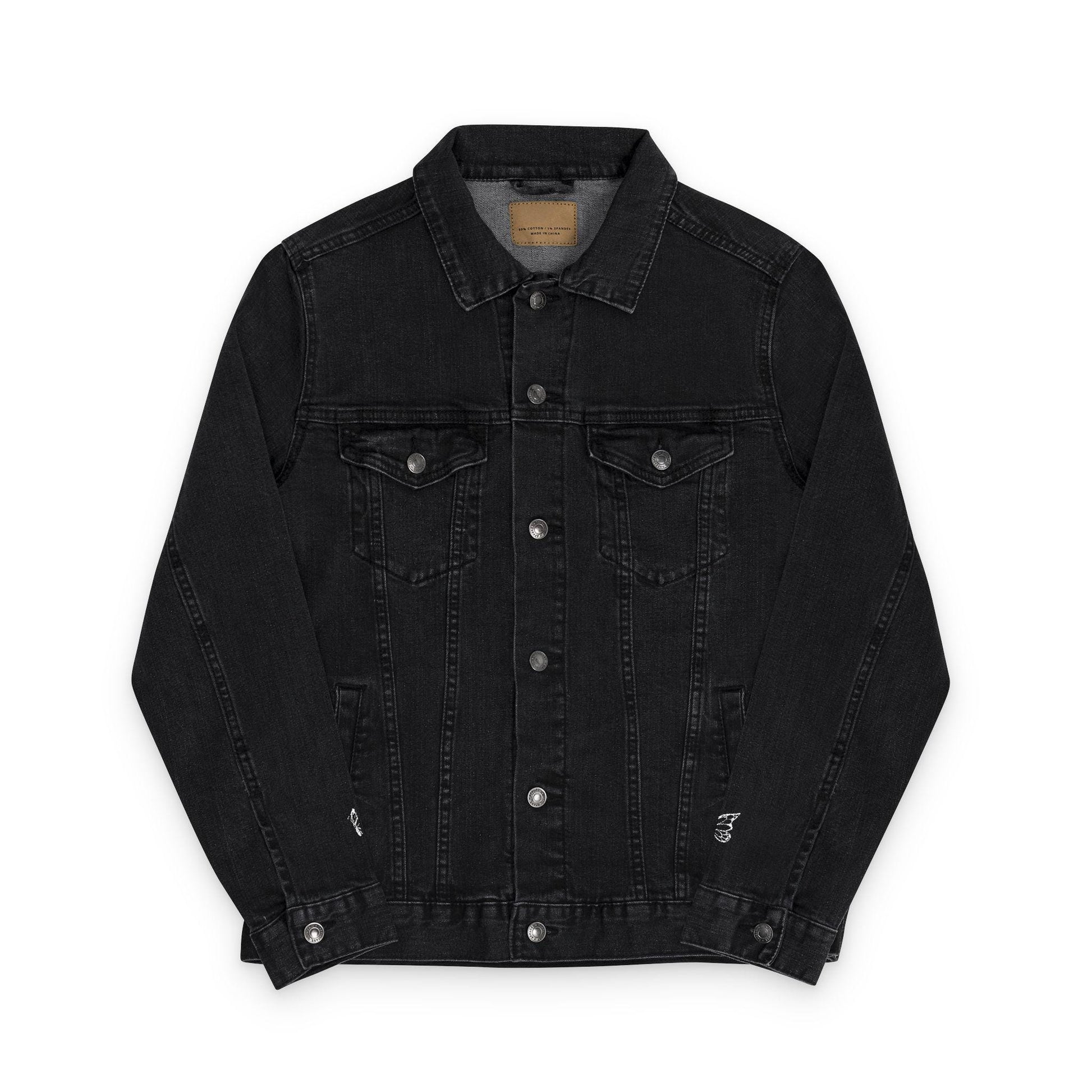 Embroidered Halo Butterfly Unisex Logo Denim Jacket, Casual Fashion, Unique Gift, Summer Outing, Streetwear, Personalized Style