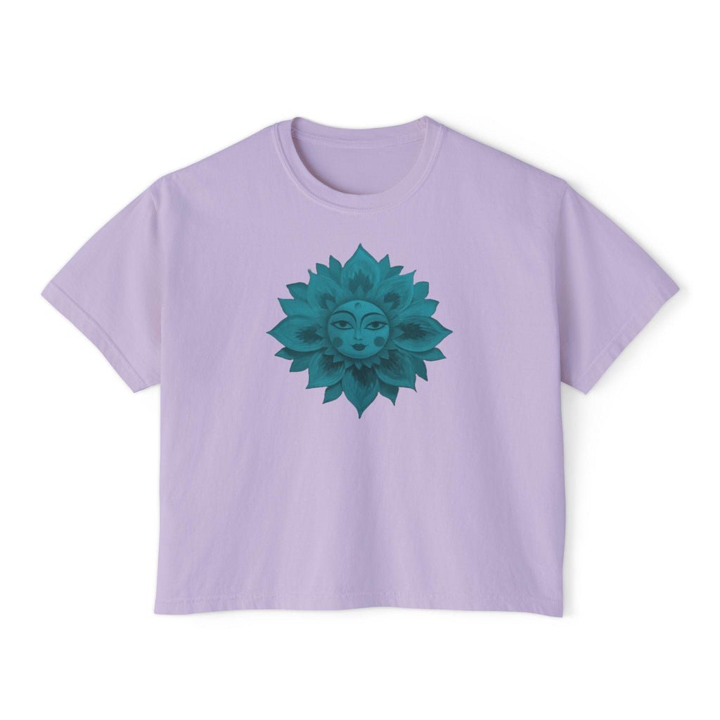 Bohemian Women's Boxy Tee with Floral Design, Casual Graphic T-Shirt, Summer Top, Gift for Her, Eco-Friendly Fashion