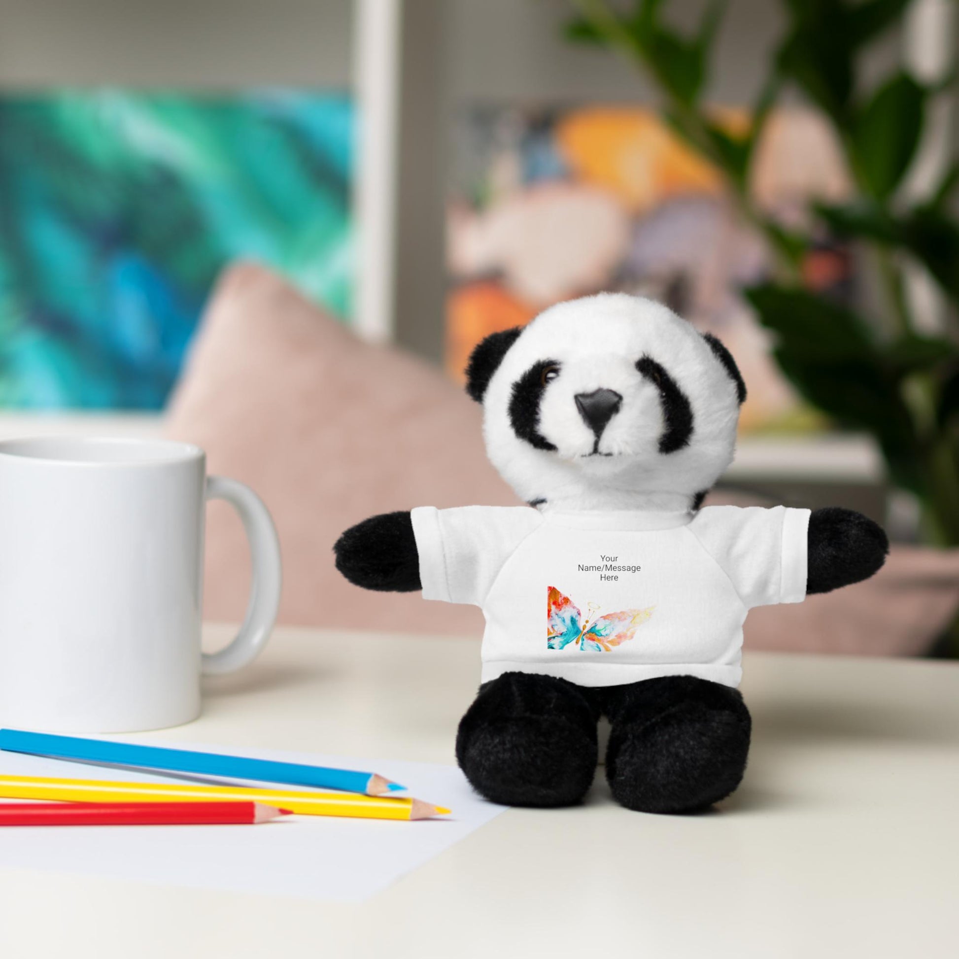 Adorable Halo Butterfly Stuffed Animal with Customizable T-Shirt, Perfect Gift for Kids, Baby Showers, Birthdays, and Holidays