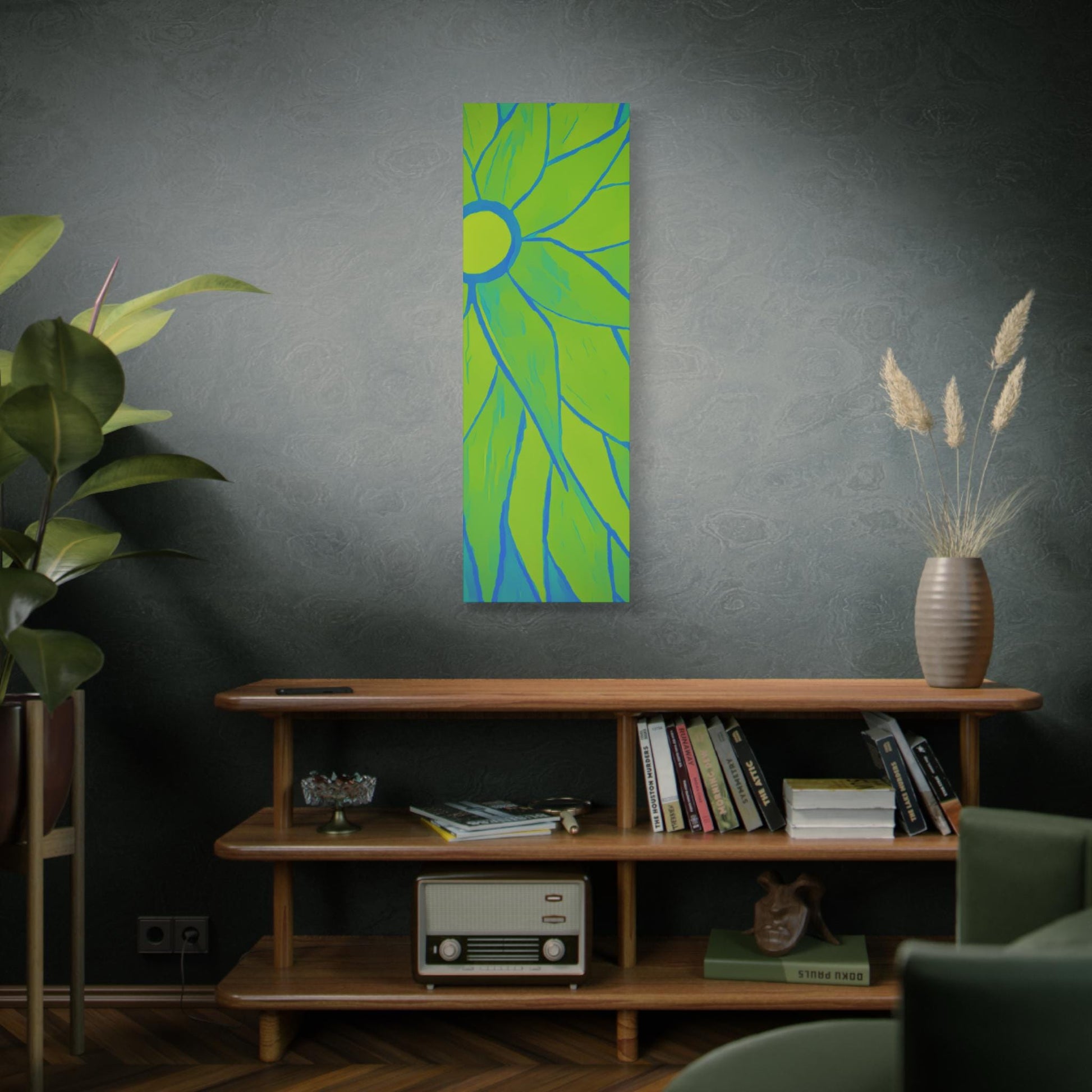 Bright Green Floral Wall Art Canvas, Home Decor, Gardening Decor, Colorful Flower Painting, Living Room Wall Hanging, Gift for Flower Lovers