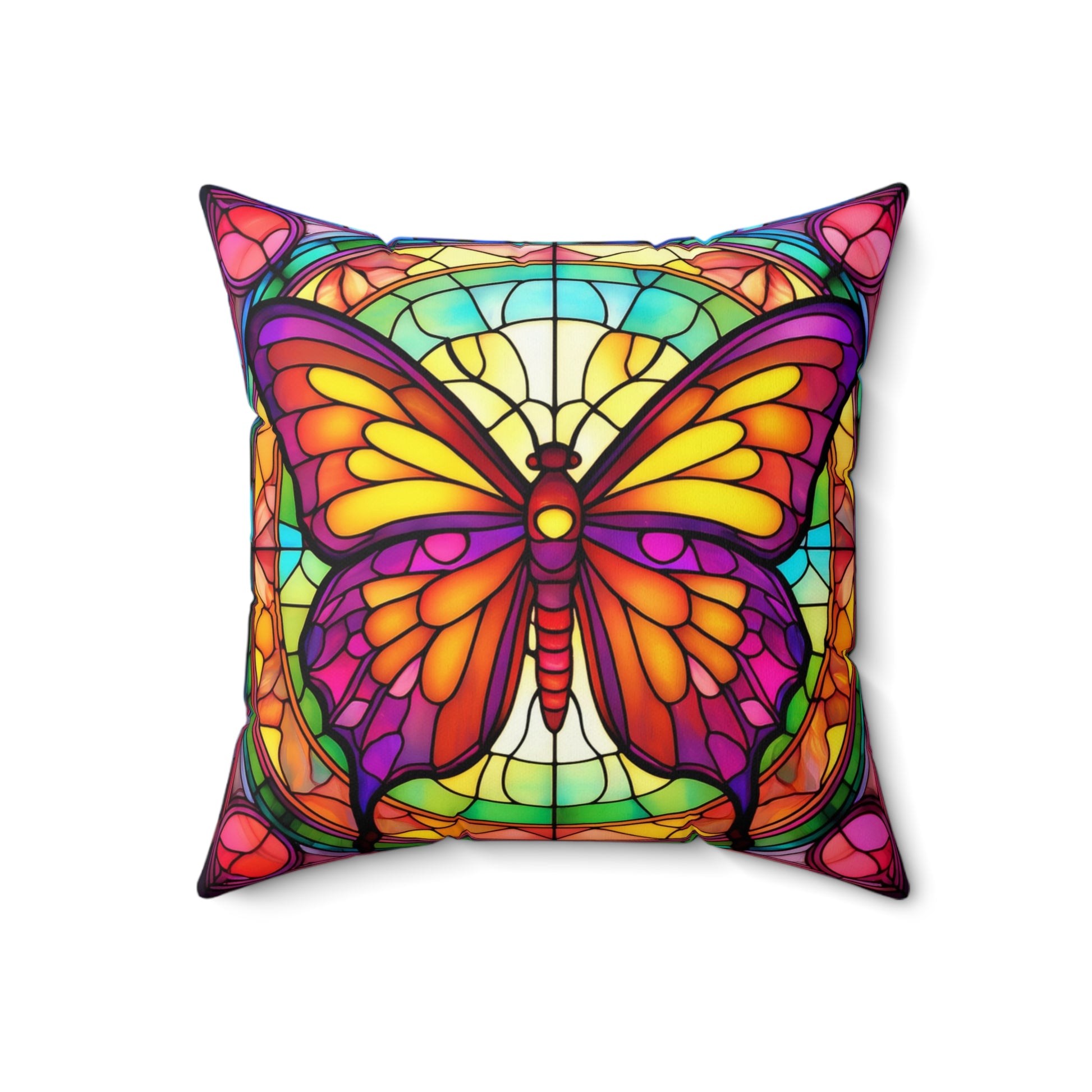 Colorful Butterfly Faux Suede Square Pillow, Bohemian Home Decor, Gifts for Nature Lovers, Unique Accent Pillow, Butterfly Lover Gift