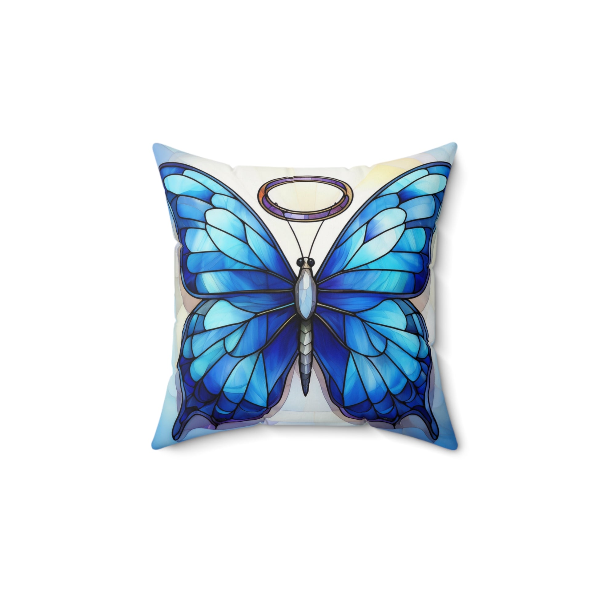 Blue Butterfly Faux Suede Square Pillow - Decorative Cushion, Cozy Home Accent, Gift for Nature Lovers, Butterfly Decor, Modern Sofa Pillow