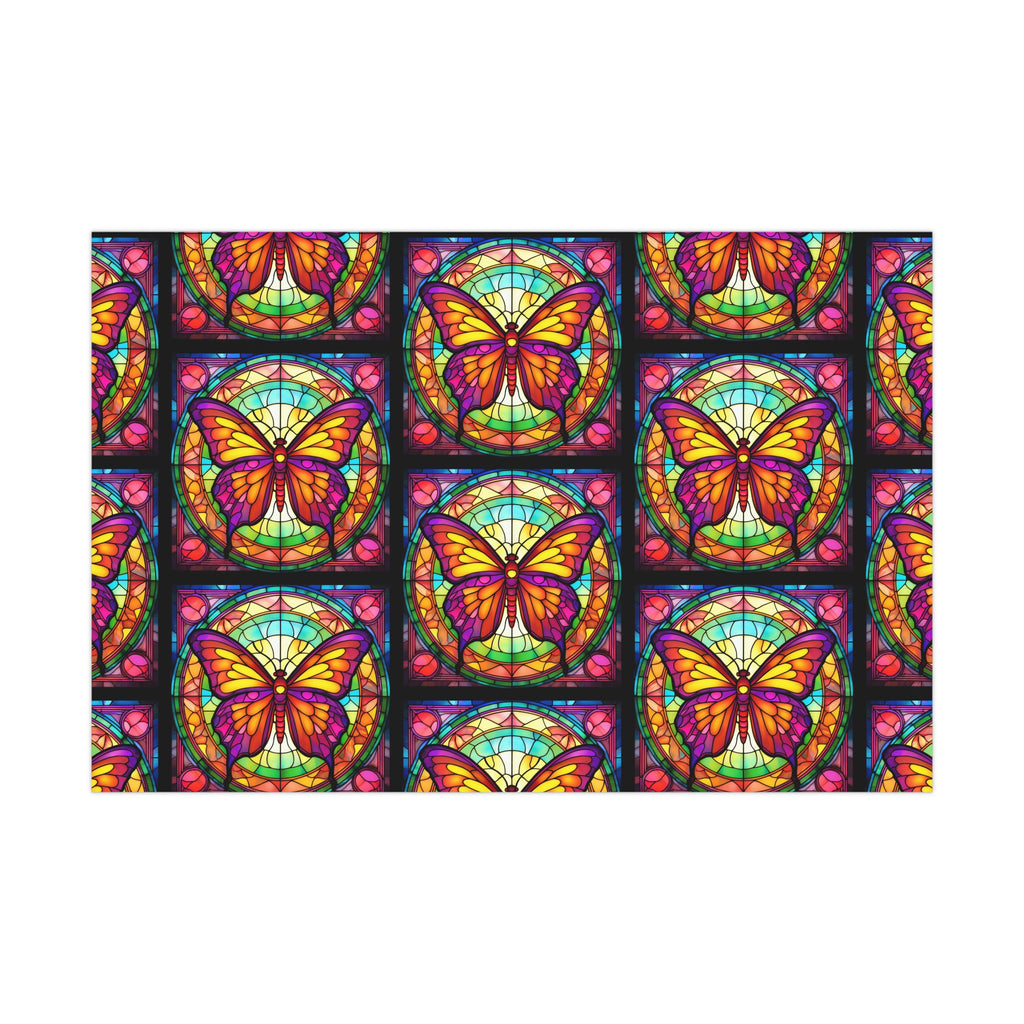 Butterfly Stained Glass Gift Wrap Papers | Vibrant Wrapping Paper for Birthdays, Weddings, and Celebrations