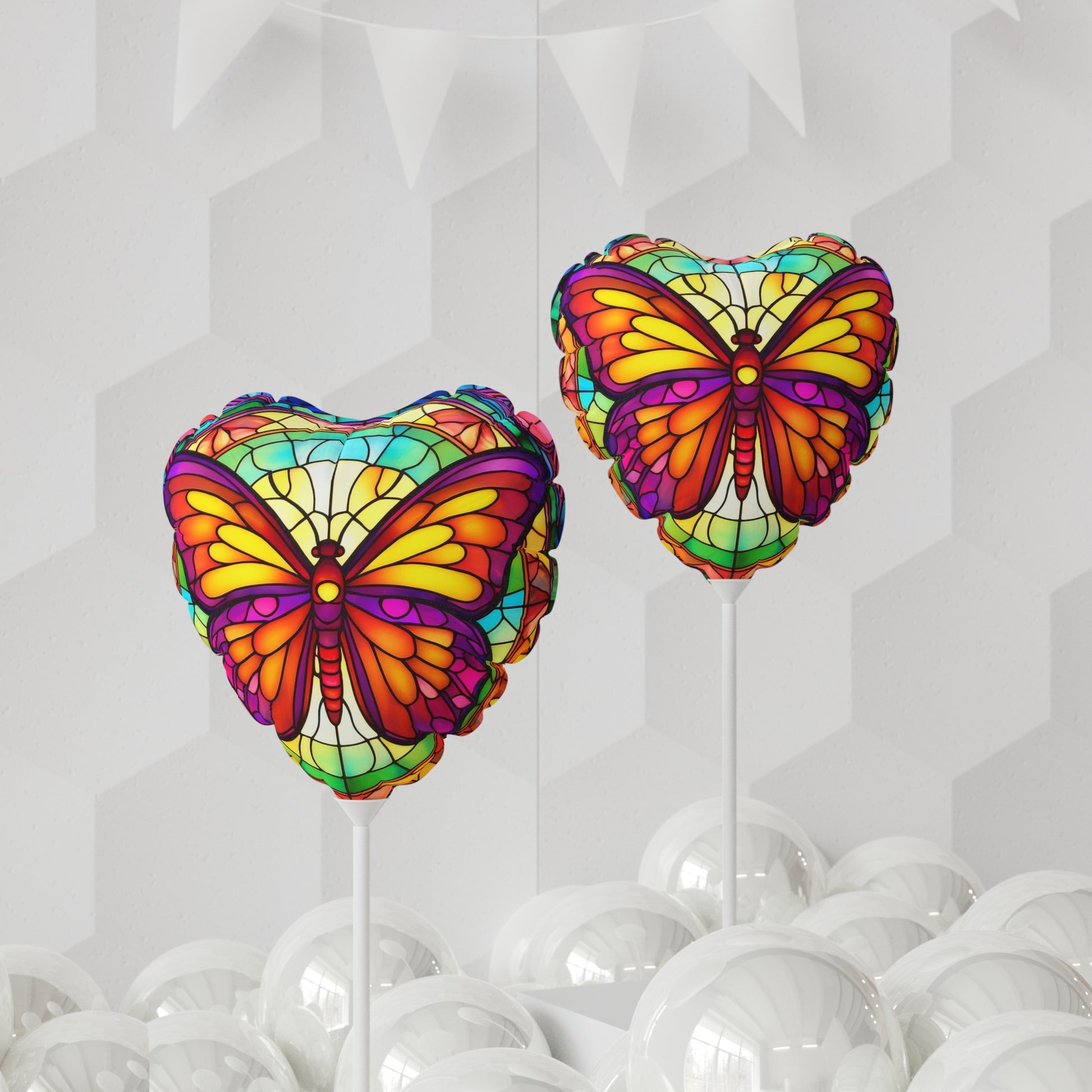 Colorful Butterfly Heart-Shaped Balloons, Party Decor, Birthday Celebration, Floral Theme, Event Decorations, Kids' Birthday Parties