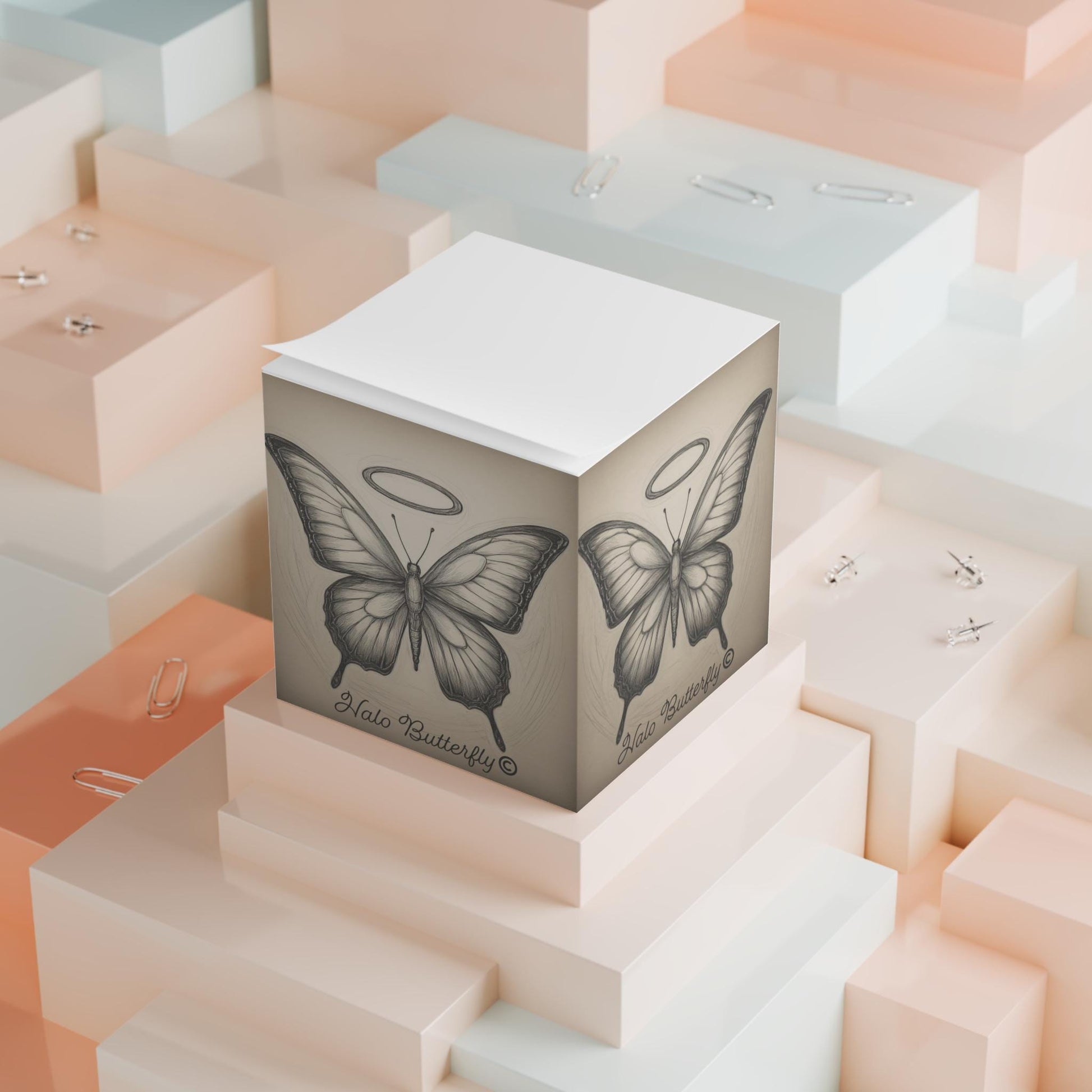 Butterfly Note Cube - Elegant Stationery Gift, Butterfly Lovers, Inspirational Office Decor, Journaling Accessory, Unique Gift Idea