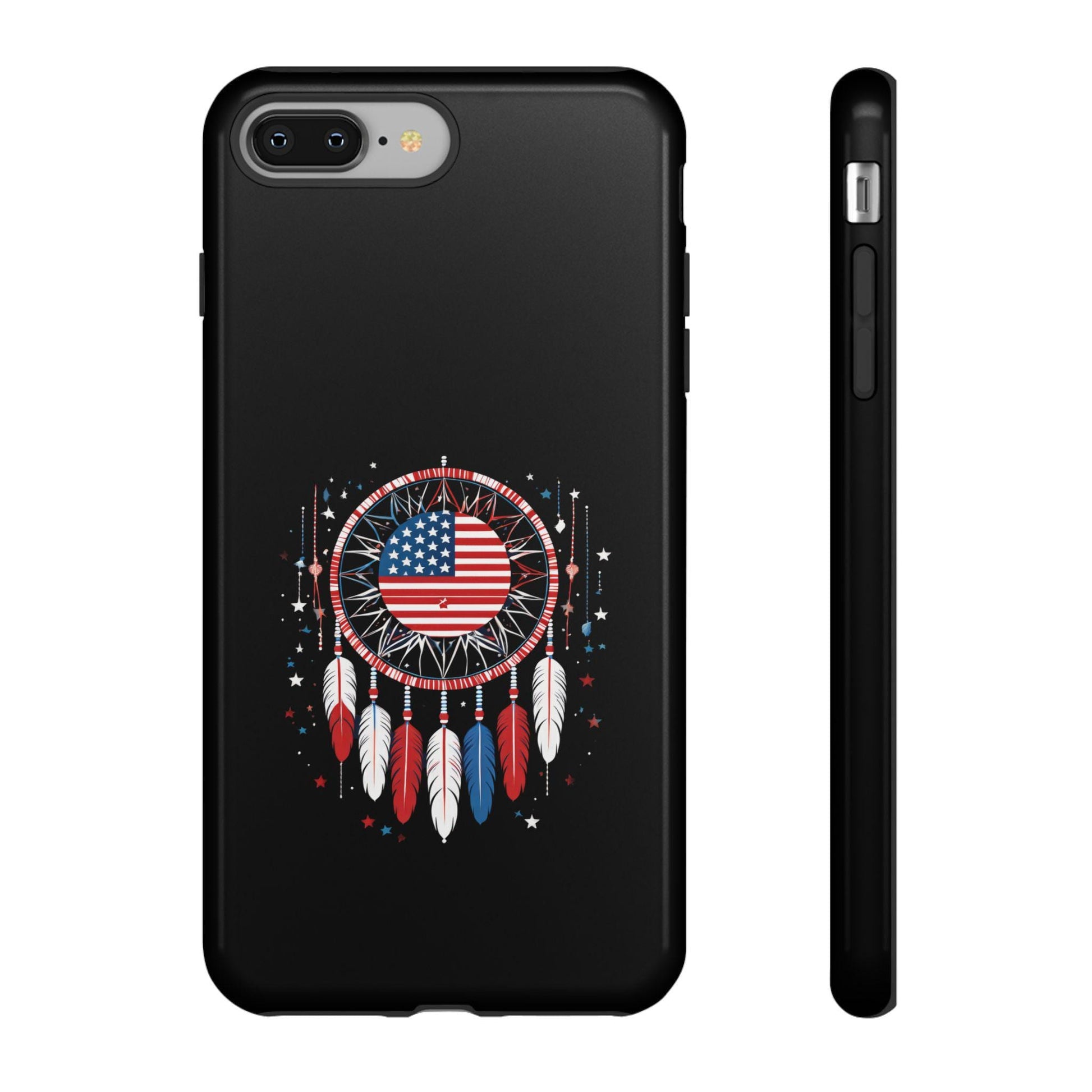 Patriotic Phone Case with Dreamcatcher Design, Tough Cases, Unique Gift for Independence Day, American Flag Style, Halo Butterfly