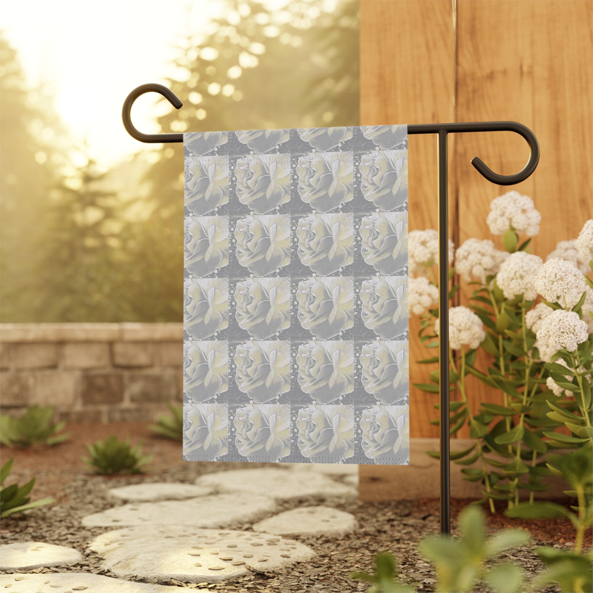 Chic Garden Banner, Floral Outdoor Decor, Housewarming Gift, Spring Celebrations, Yard Sign, Elegant Garden Art