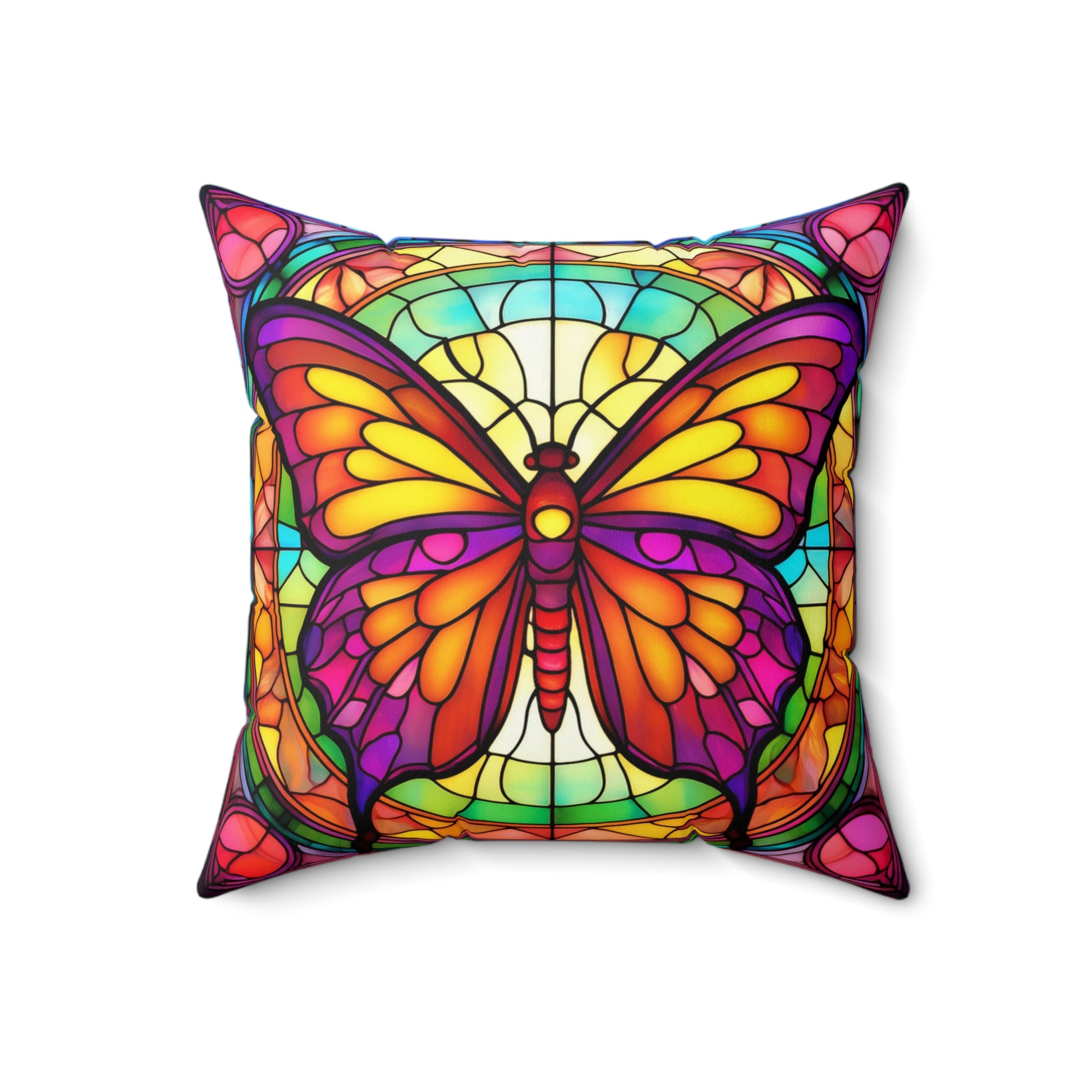 Colorful Butterfly Faux Suede Square Pillow, Bohemian Home Decor, Gifts for Nature Lovers, Unique Accent Pillow, Butterfly Lover Gift