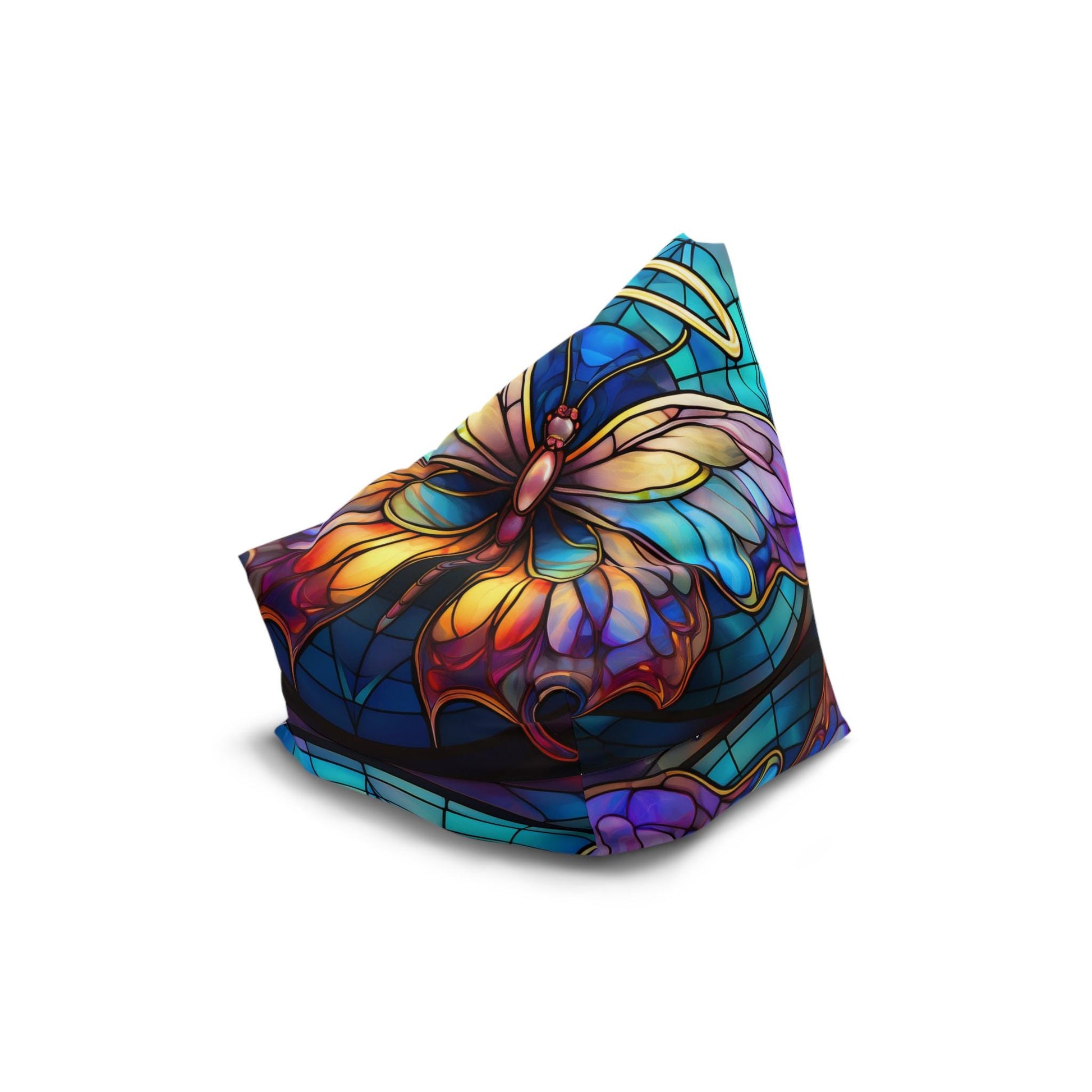 Colorful Halo Butterfly Bean Bag Chair Cover, Cozy Home Decor, Fun Seating for Lounging, Unique Gift Idea, Playroom Furniture