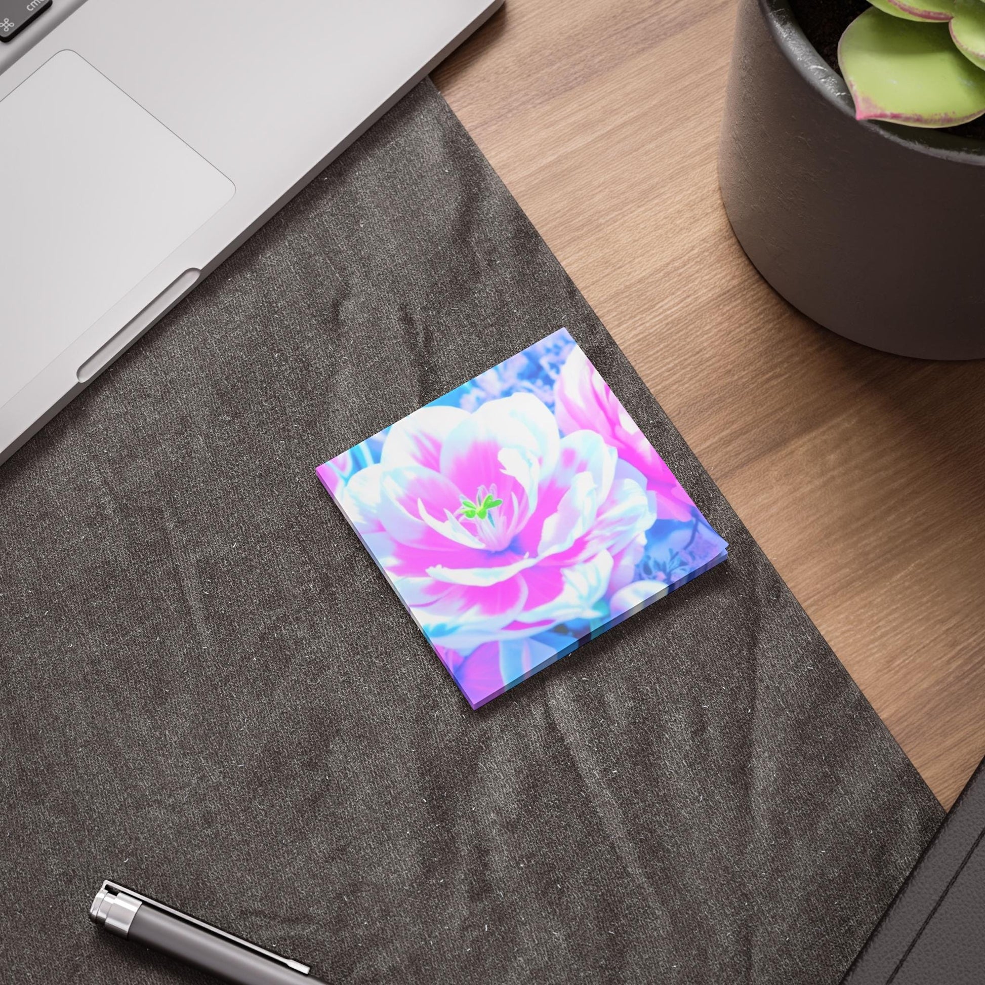 Bright Pink Floral Post-it® Note Pads for Creative Planning, Gift for Students Desk Organizer, Halo Butterfly, Office Supplies, Floral Decor