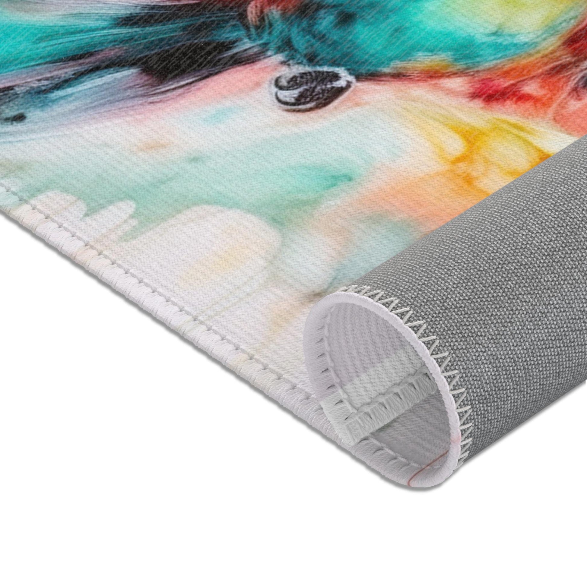 Colorful Hummingbird Area Rug | Vibrant Home Decor, Bohemian Living Room, Gift for Bird Lovers, Colorful Art Rug, Nature Inspired Decor