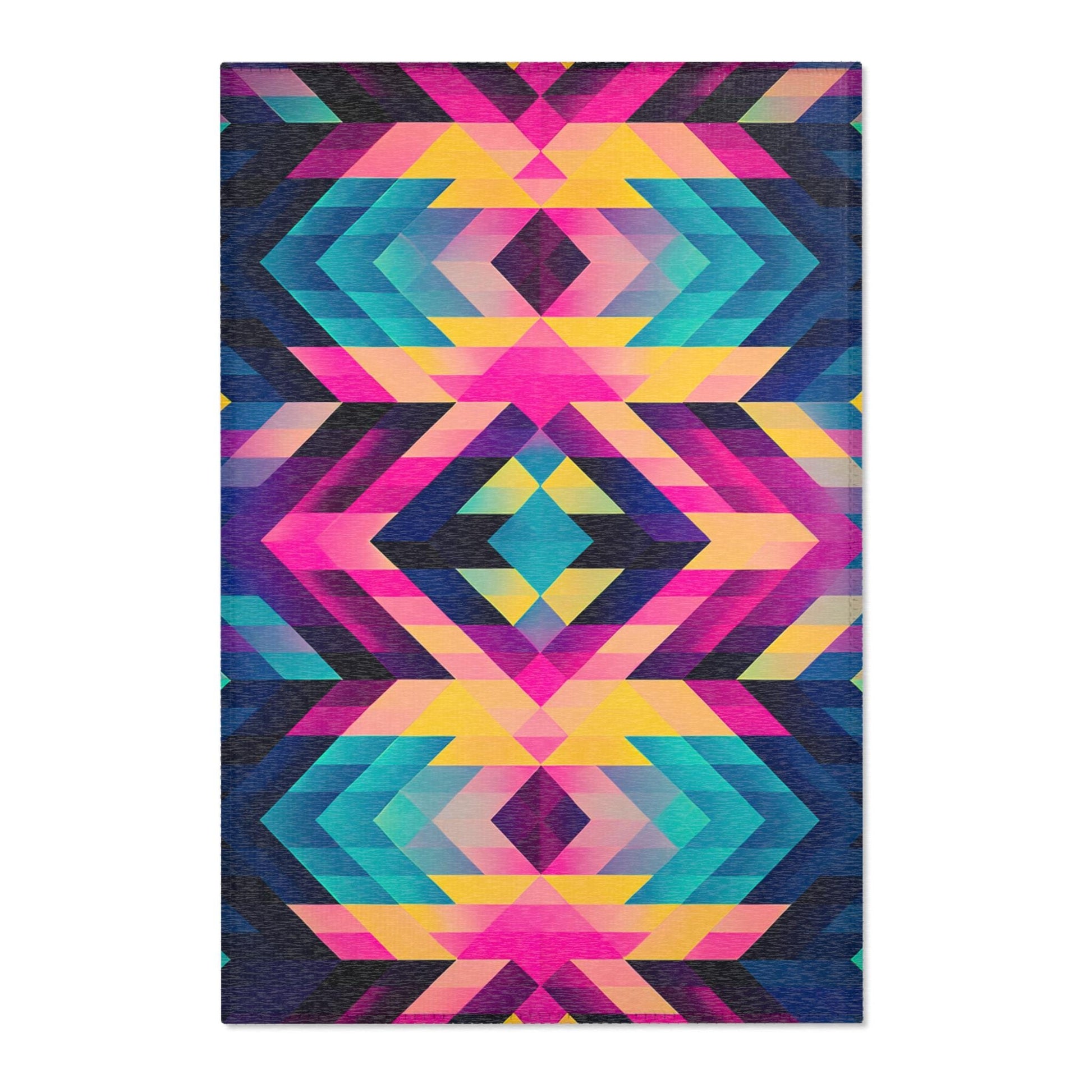 Brightly Colored Bohemian Geometric Area Rug, Modern Home Decor, Chic Floor Mat, Contemporary Room Accent, Unique Textile Art
