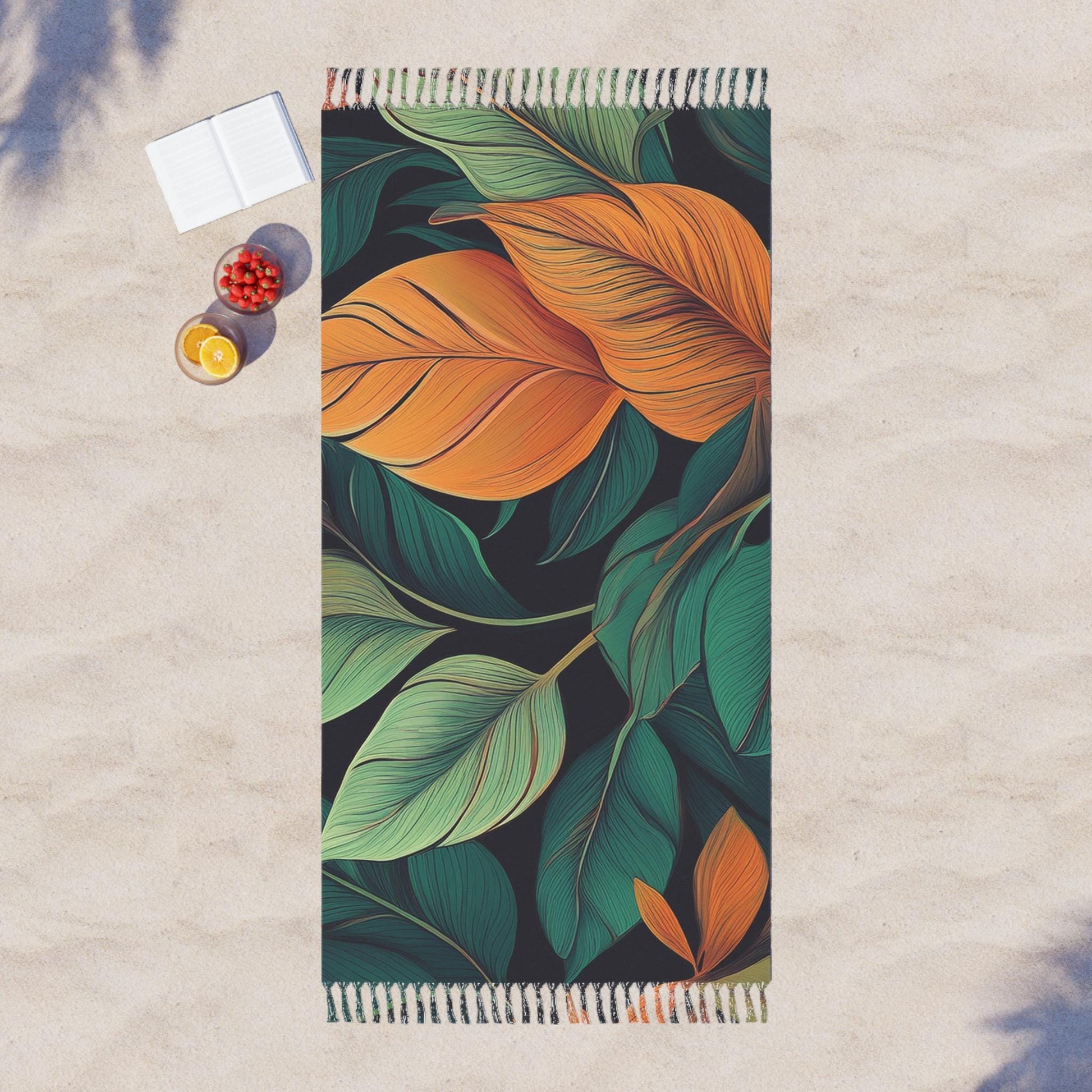Boho Beach Towel - Tropical Leaf Design, Travel Blanket, Poolside Accessory, Gift for Beach Lovers, Summer Essentials