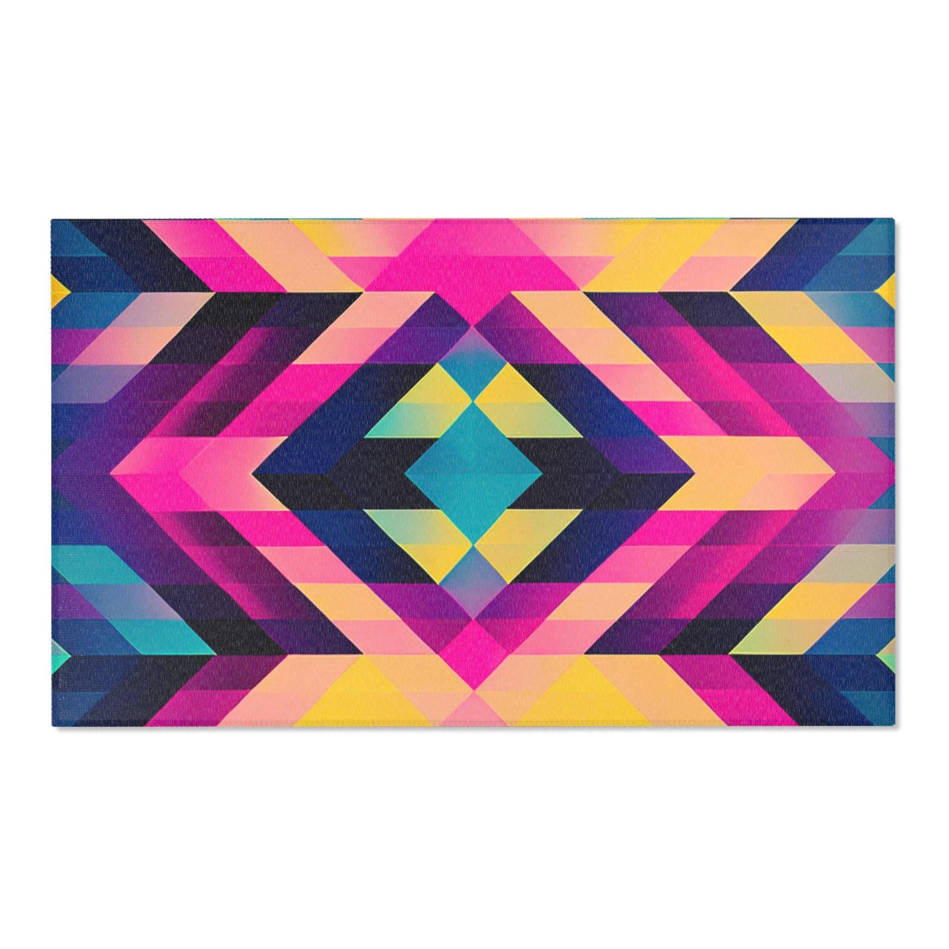 Brightly Colored Bohemian Geometric Area Rug, Modern Home Decor, Chic Floor Mat, Contemporary Room Accent, Unique Textile Art