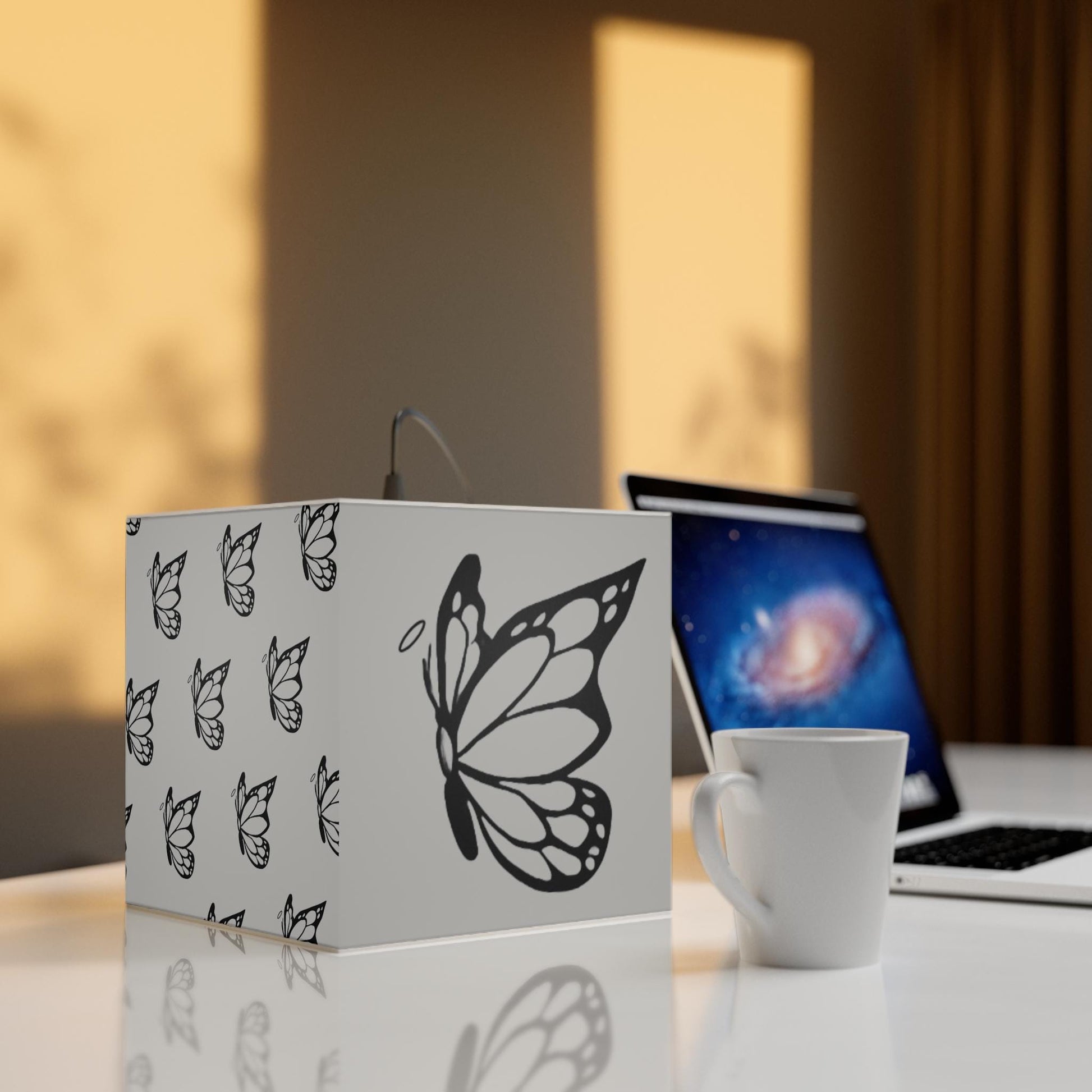 Halo Butterfly Logo Light Cube Lamp - Elegant Home Decor, Night Light, Gift for Nature Lovers, Unique Interior Lighting, Soft Ambient Glow