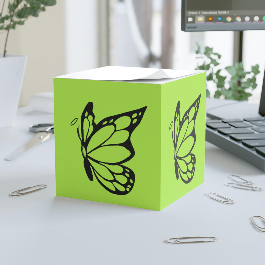 Butterfly Note Cube, Vibrant Sticky Notes for Home Office, Eco-Friendly Memo Pad, Inspirational Desk Decor, Perfect Gift for Nature Lovers