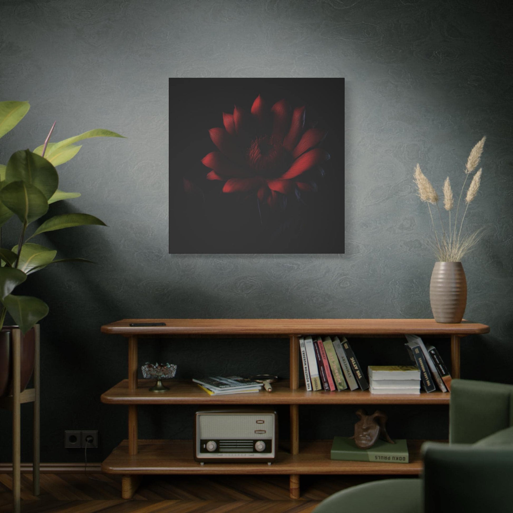 Artistic Burgundy Floral Canvas Print, Home Decor, Wall Art, Flower Artwork, Maroon Flower Canvas, Statement Piece, Modern Decor