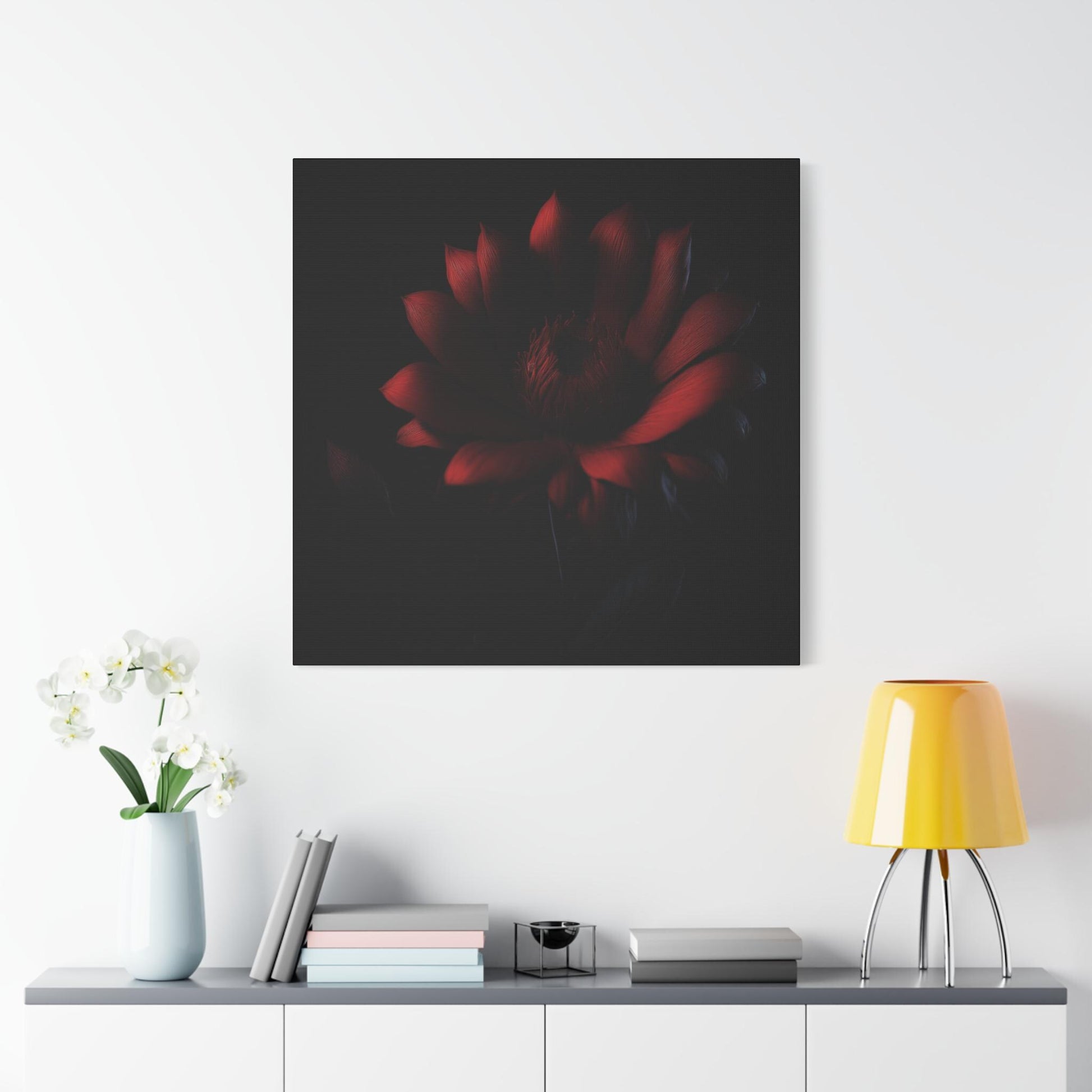 Artistic Burgundy Floral Canvas Print, Home Decor, Wall Art, Gift for Flower Lovers, Halo Butterfly, Modern Decoration, Halo Butterfly