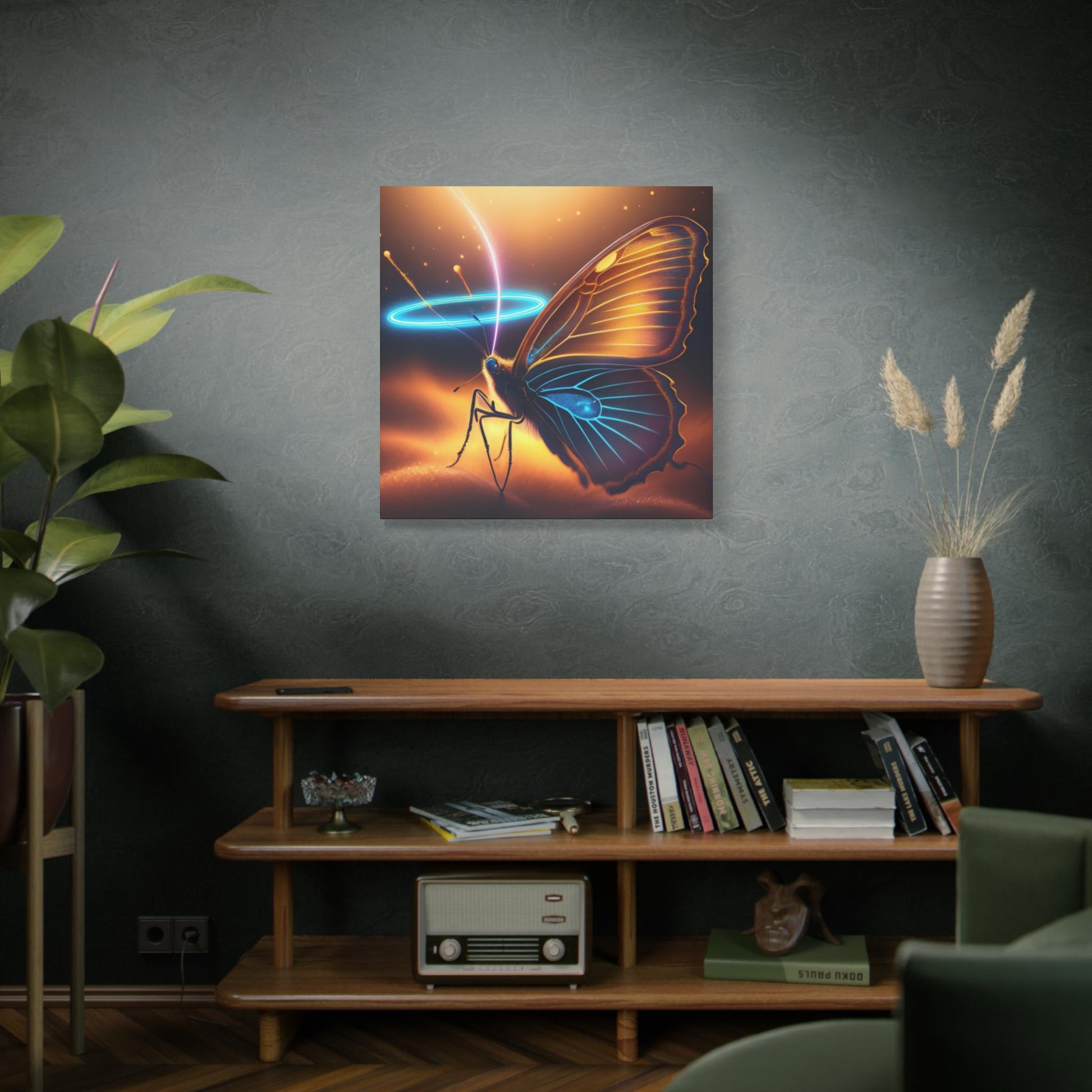 Halo Butterfly Wall Art Canvas Print, Uplifting Home Decor for Nature Lovers, Great for Birthdays, Anniversaries, or As a Gift