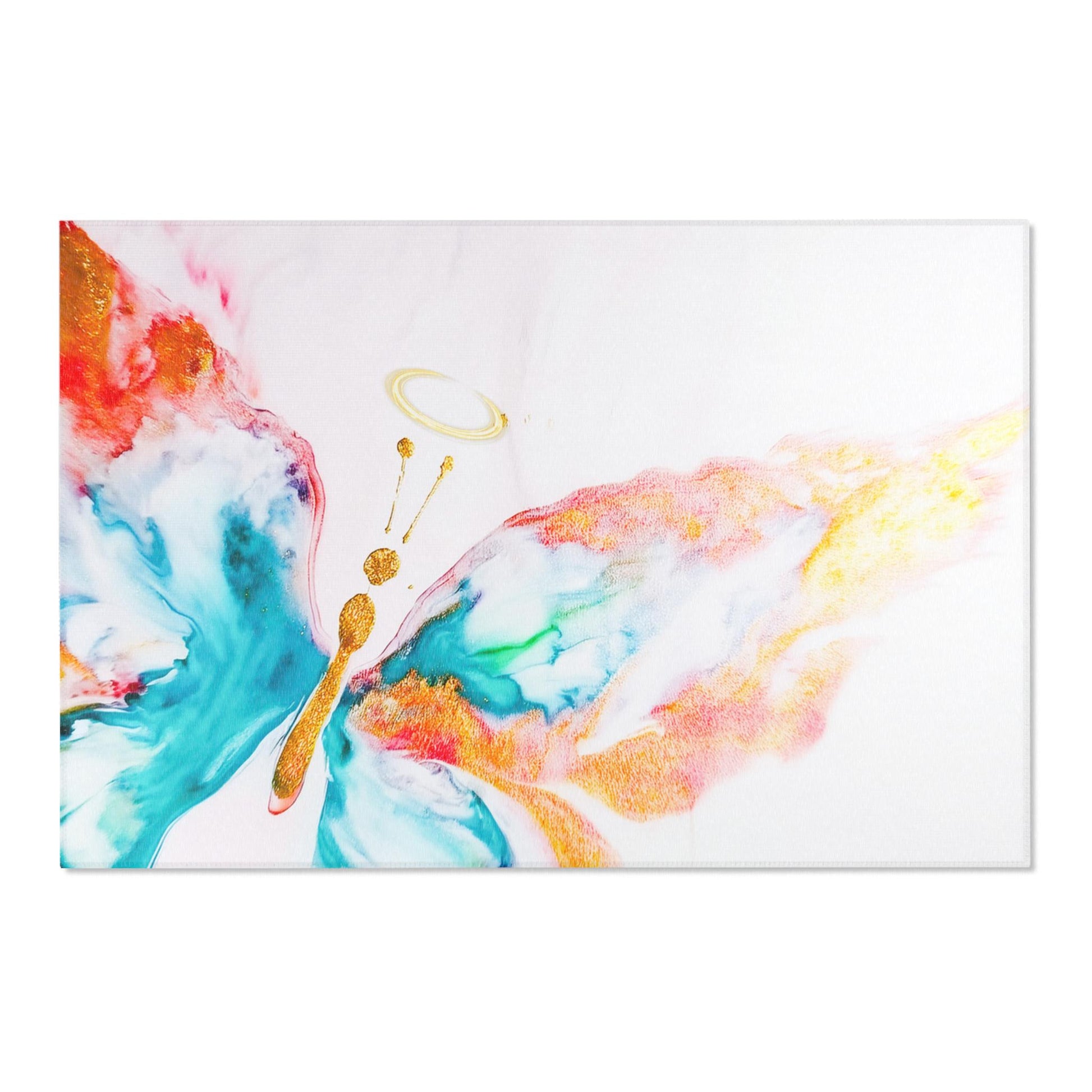 Colorful Halo Butterfly Area Rug, Home Decor, Living Room Accent, Spring Decor, Gift for Nature Lovers, Boho Rugs, Butterfly Art
