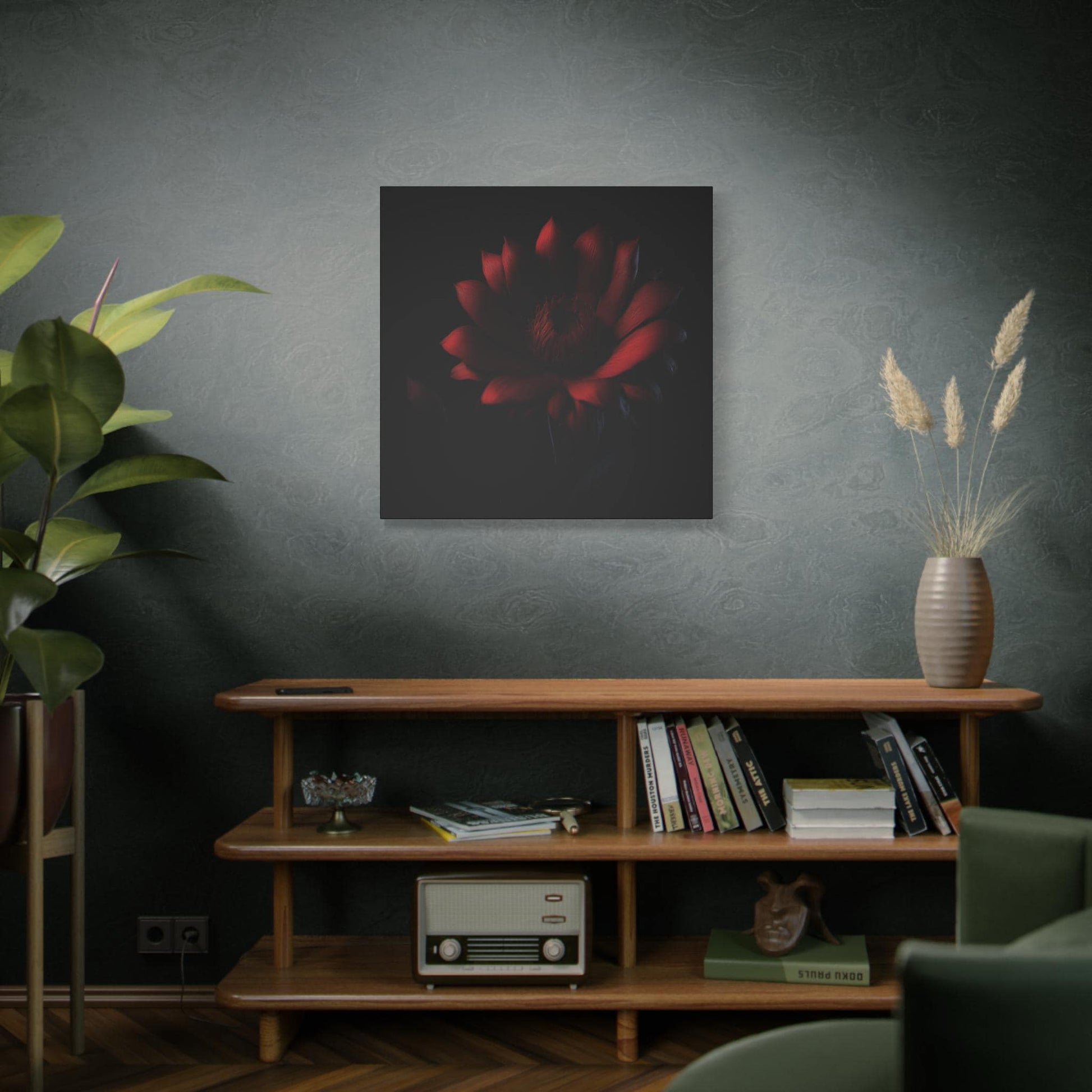 Artistic Burgundy Floral Canvas Print, Home Decor, Wall Art, Flower Artwork, Maroon Flower Canvas, Statement Piece, Modern Decor