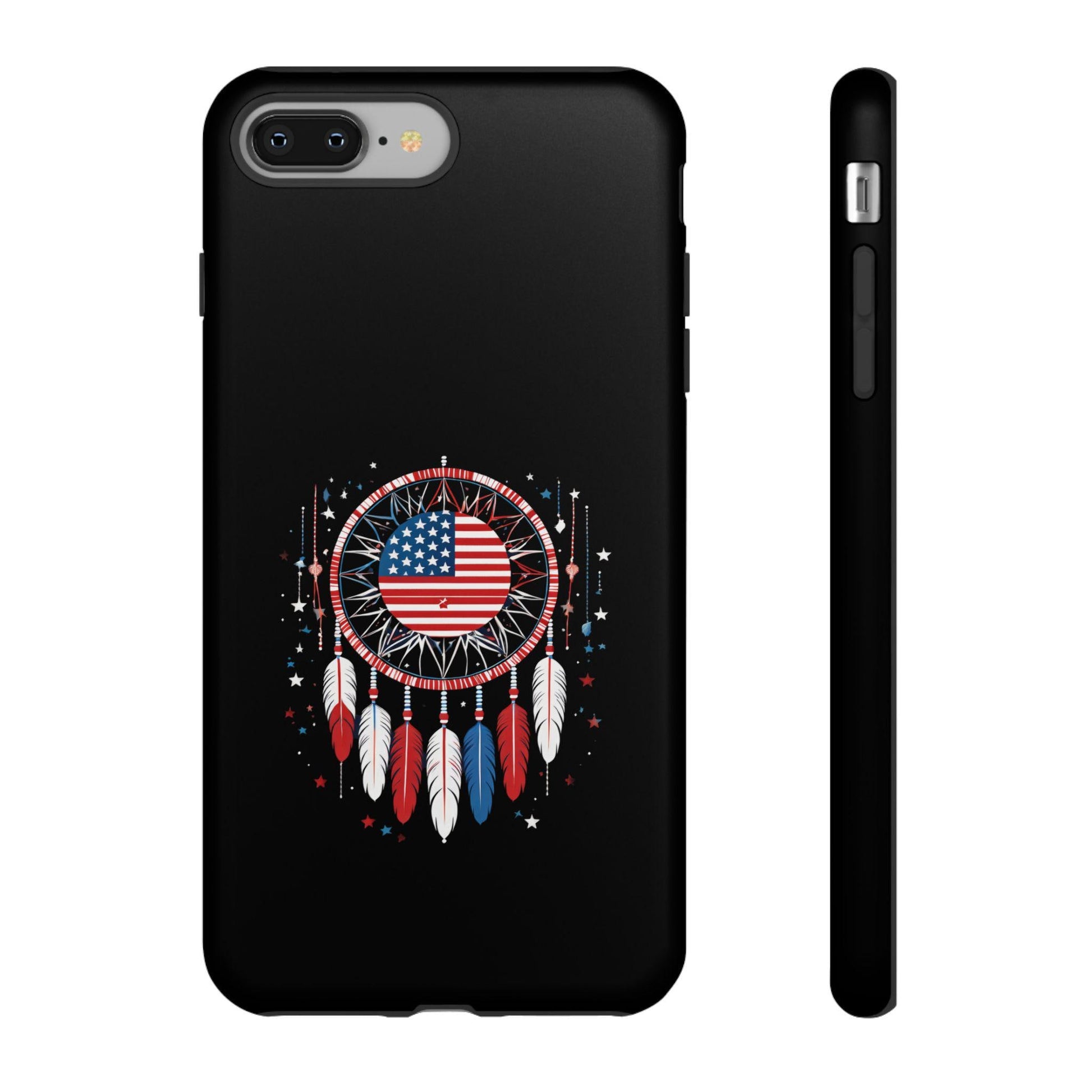 Patriotic Phone Case with Dreamcatcher Design, Tough Cases, Unique Gift for Independence Day, American Flag Style, Halo Butterfly