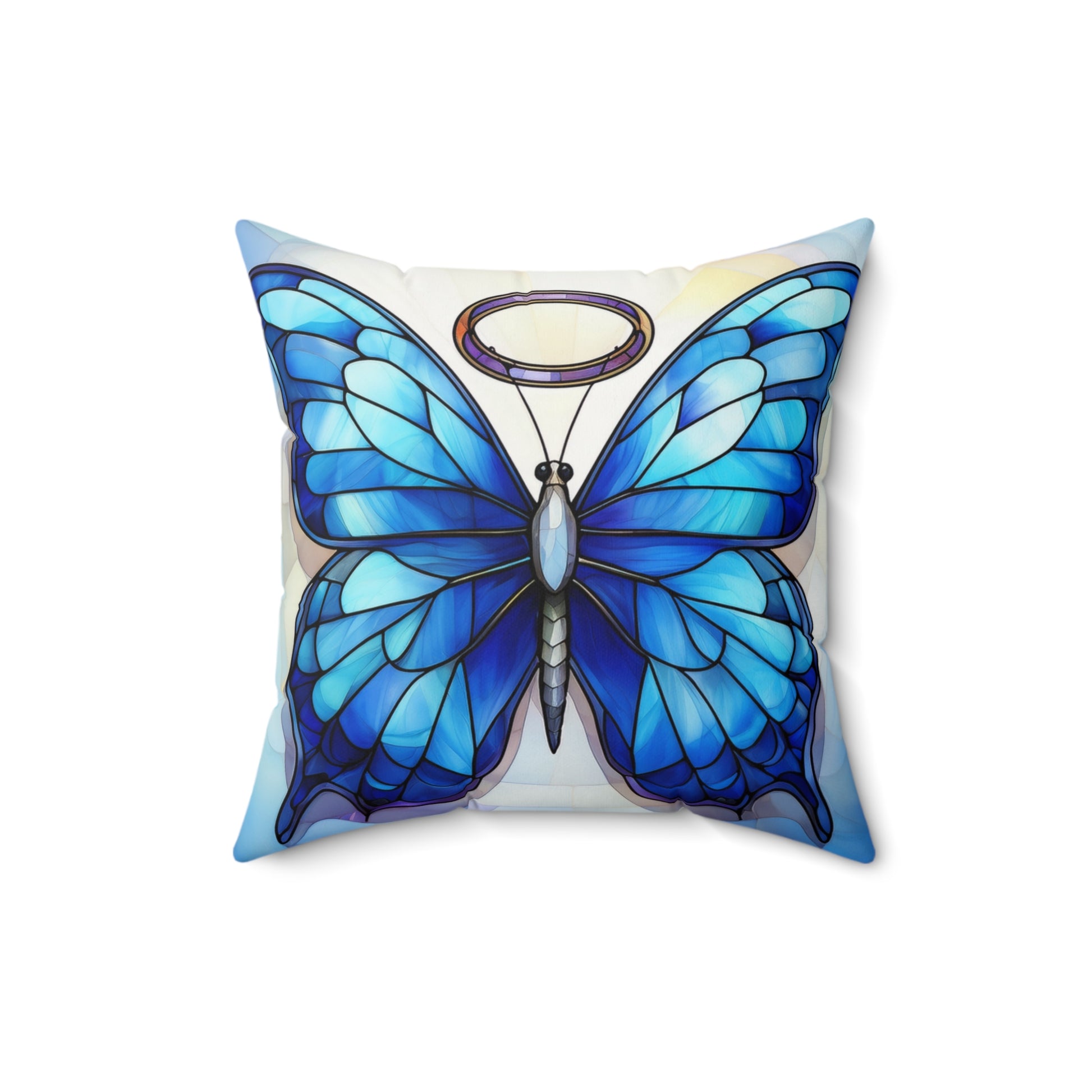 Blue Butterfly Faux Suede Square Pillow - Decorative Cushion, Cozy Home Accent, Gift for Nature Lovers, Butterfly Decor, Modern Sofa Pillow