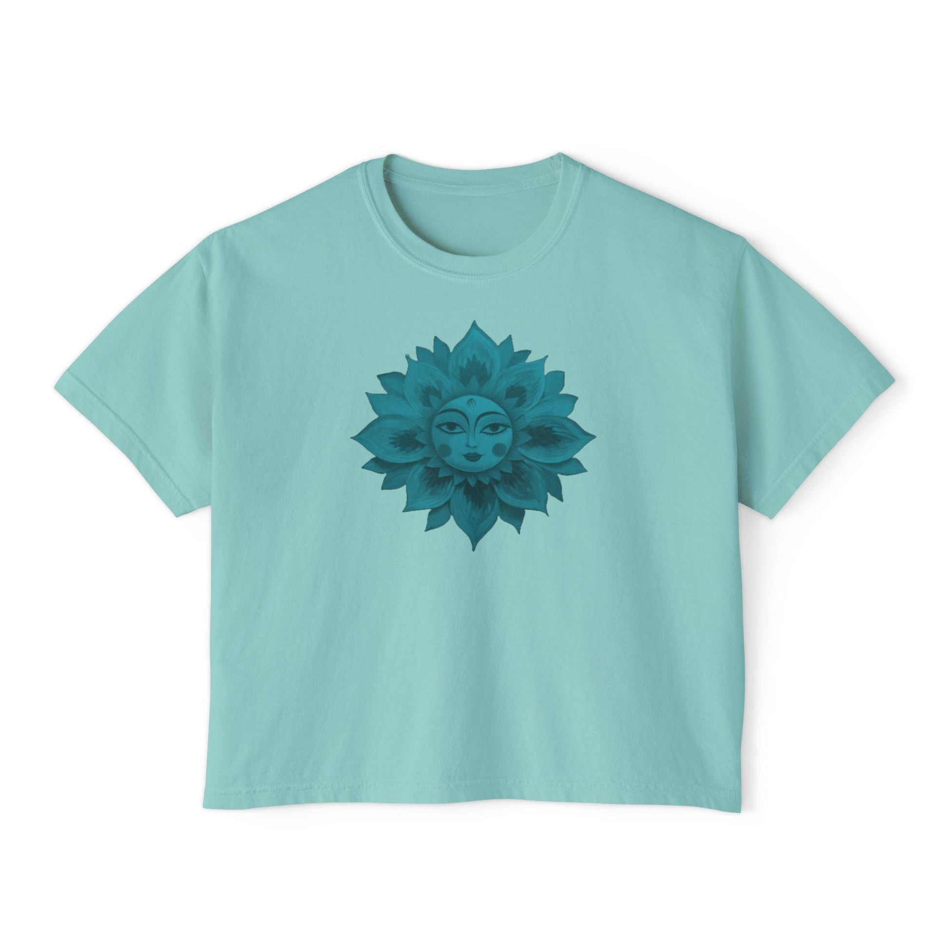 Bohemian Women's Boxy Tee with Floral Design, Casual Graphic T-Shirt, Summer Top, Gift for Her, Eco-Friendly Fashion