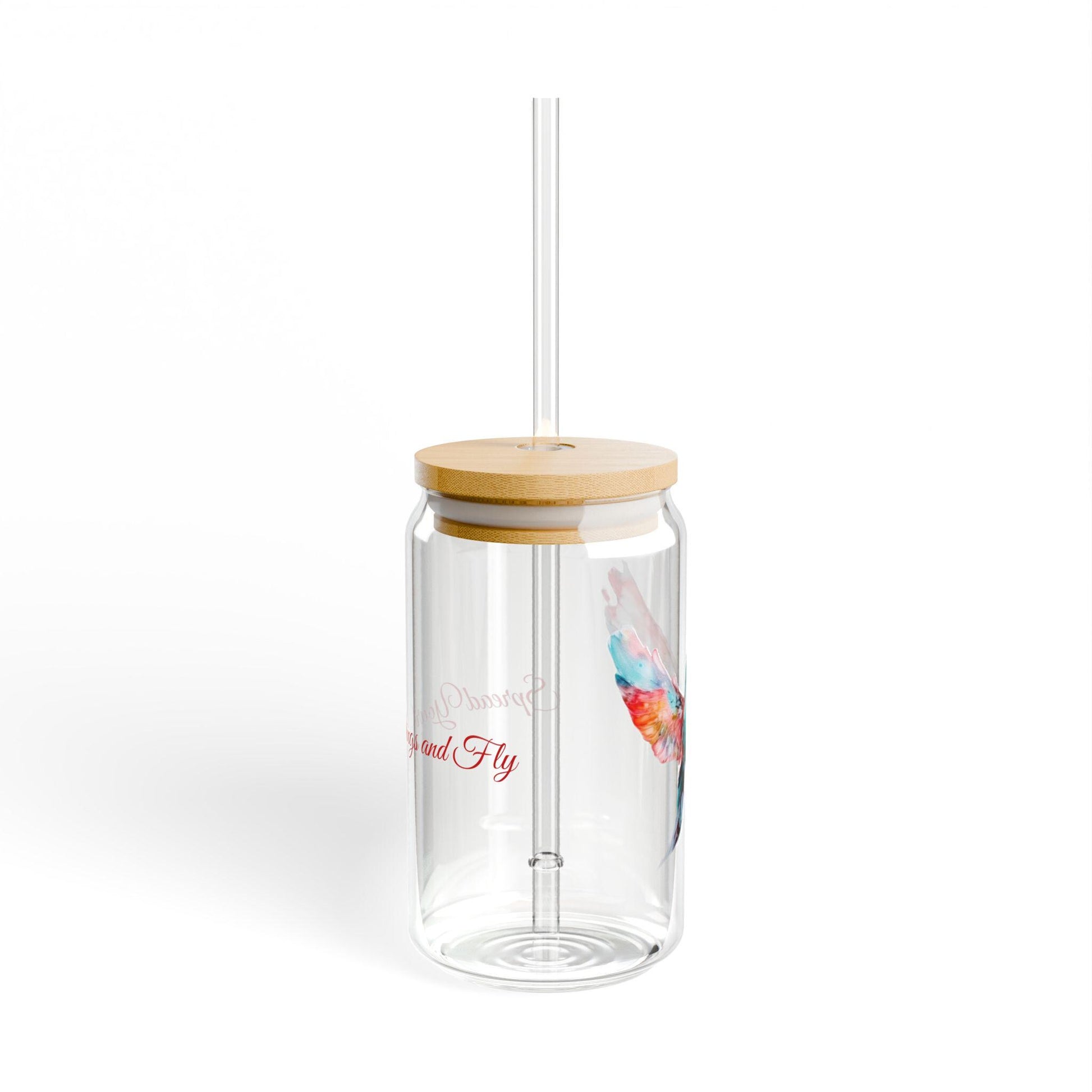 Colorful Bird Glass Sipper with Bamboo Lid, Perfect for Eco-Friendly Hydration, Gift for Bird Lovers, Beverage Jar, Summer Party Decor