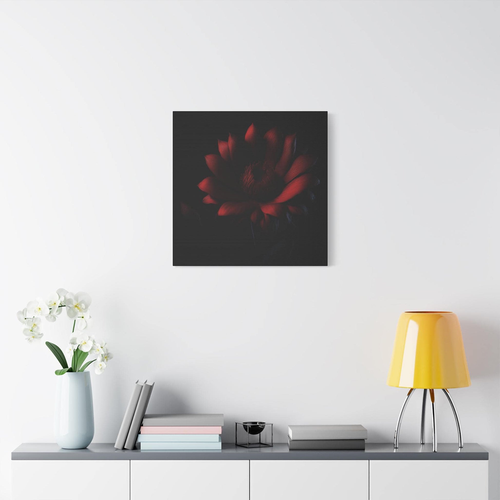 Burgundy Floral Matte Canvas Art, Wall Decor, Floral Home Decor, Stylish Gift for Her, Living Room Wall Art, Halo Butterfly