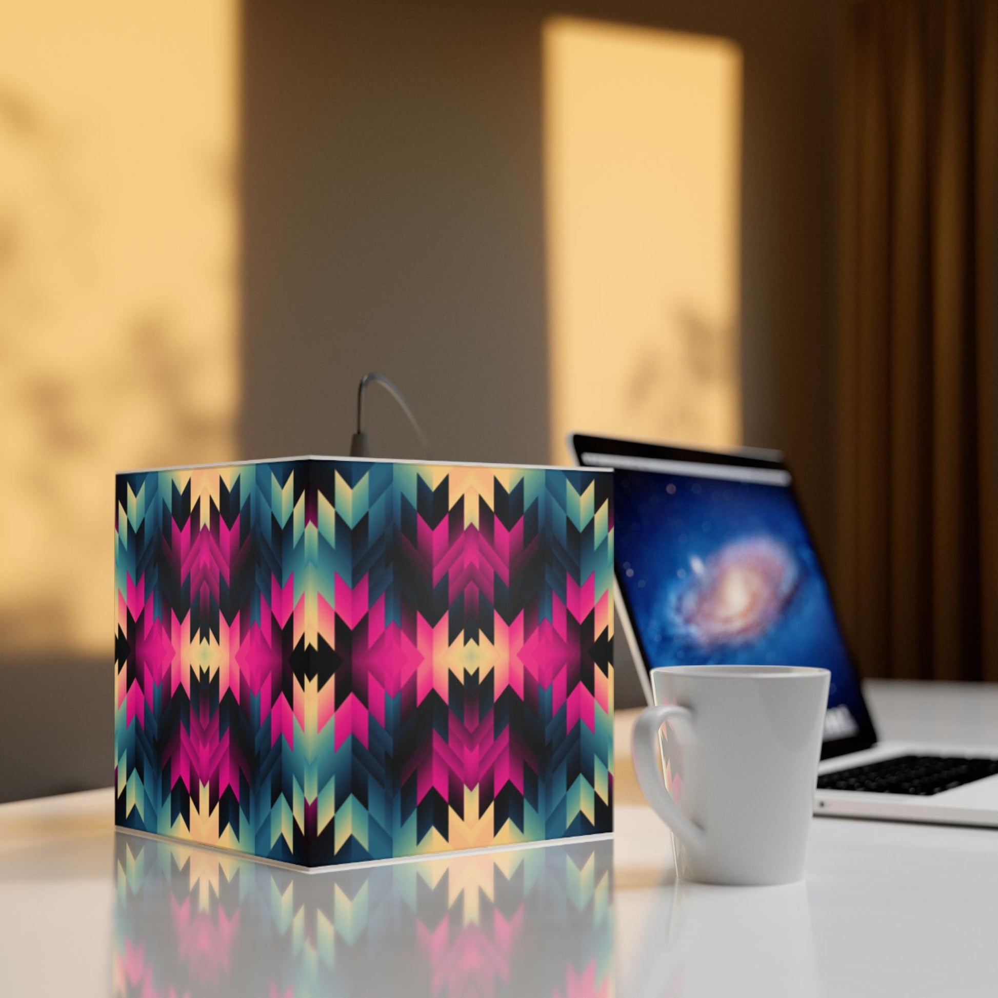 Colorful Geometric Light Cube Lamp - Boho Decor, Modern Home Lighting, Unique Gift, Bohemian Table Lamp, Room Aesthetic