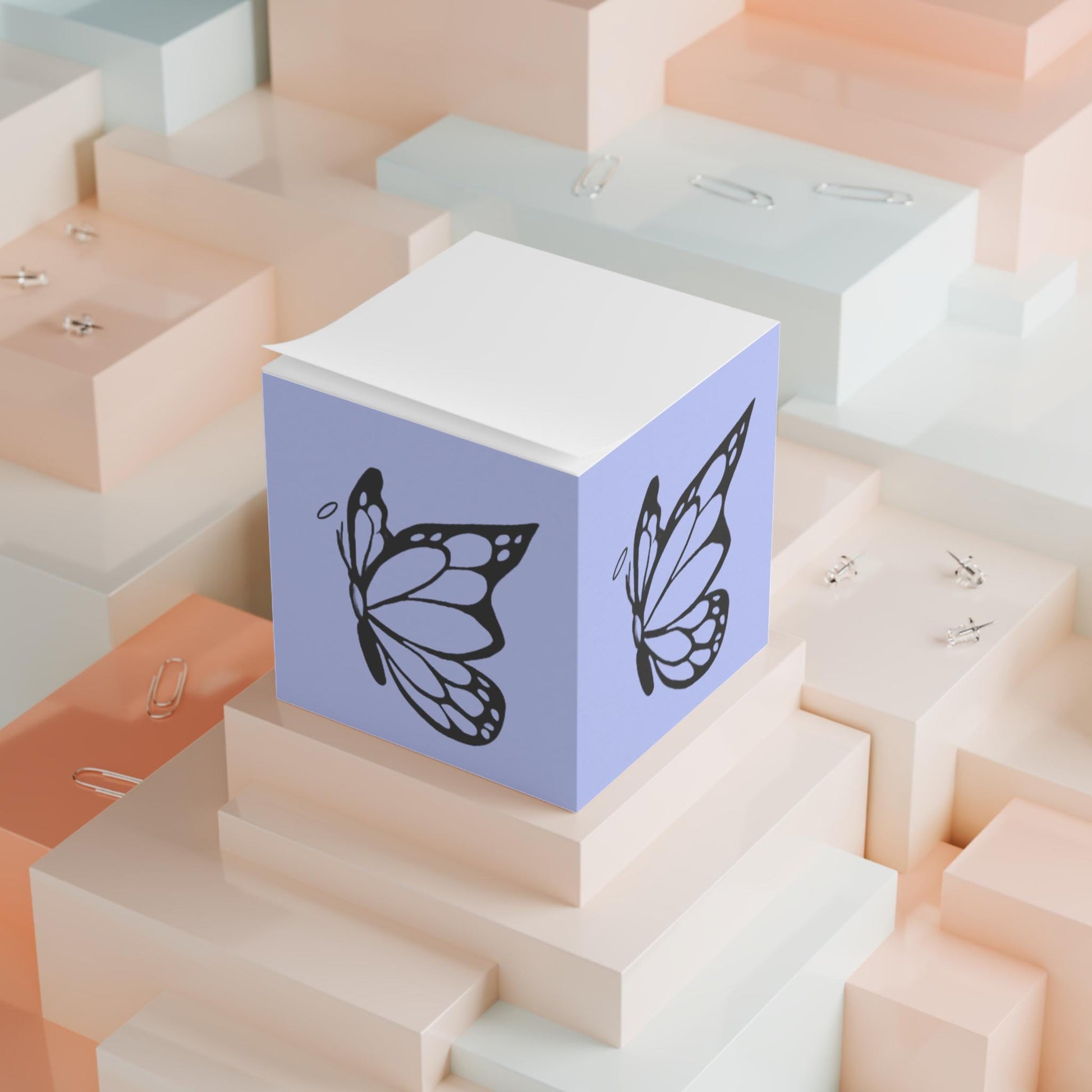 Butterfly Note Cube - Inspirational Sticky Notes for Home Office, Butterfly Decor, Gift for Her, Study Supplies, Halo Butterfly, Journaling