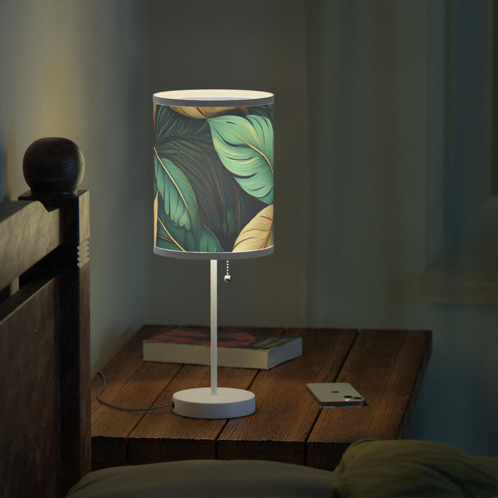 Botanical Leaf Table Lamp, Boho Home Decor, Bedroom Nightstand Light, Greenery Accent, Modern Lighting Fixture, Halo Butterfly