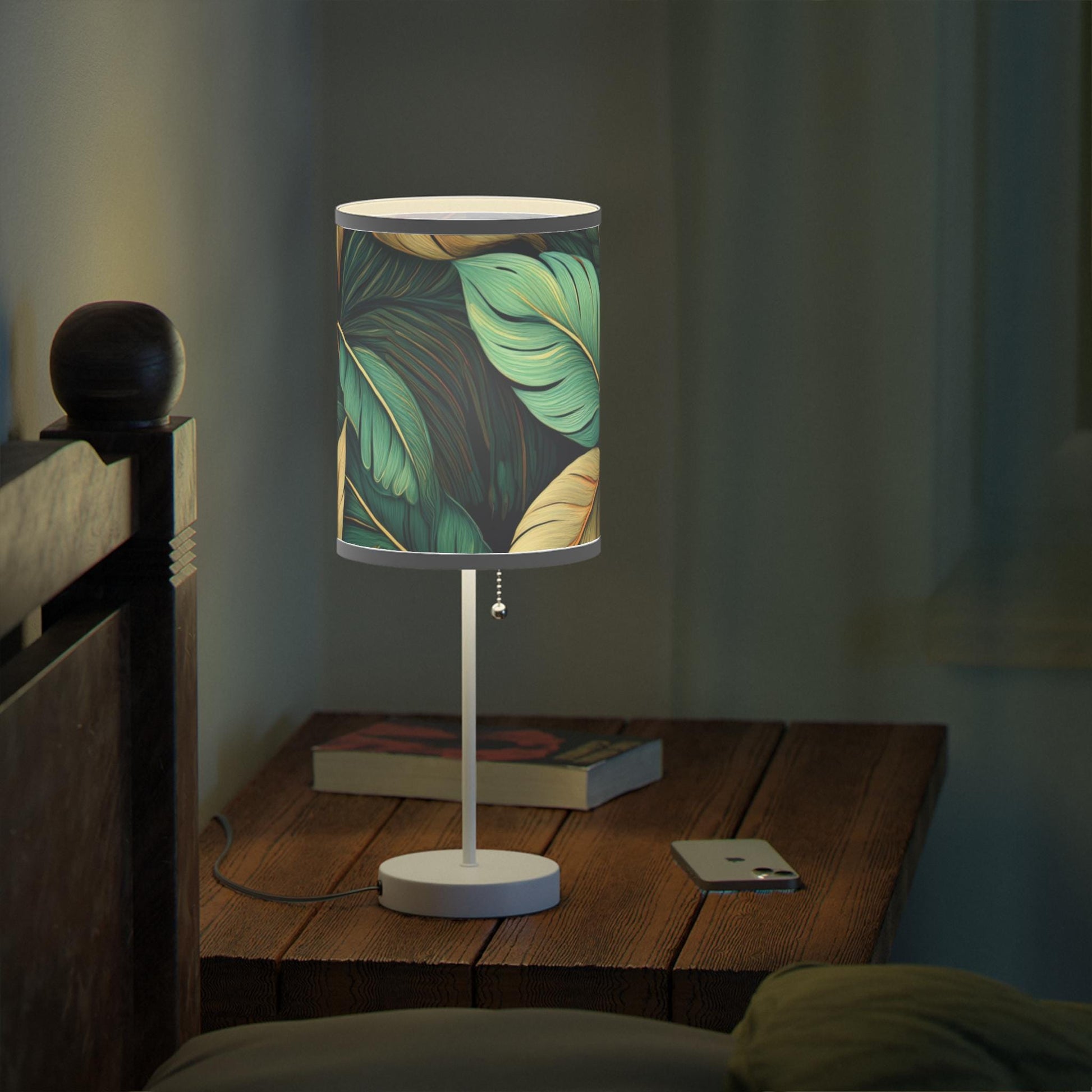 Botanical Leaf Table Lamp, Boho Home Decor, Bedroom Nightstand Light, Greenery Accent, Modern Lighting Fixture, Halo Butterfly