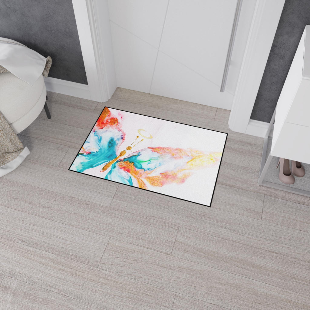 Artistic Halo Butterfly Floor Mat, Colorful Home Decor, Elegant Outdoor Mat, Entryway Rug, Gift for Nature Lovers