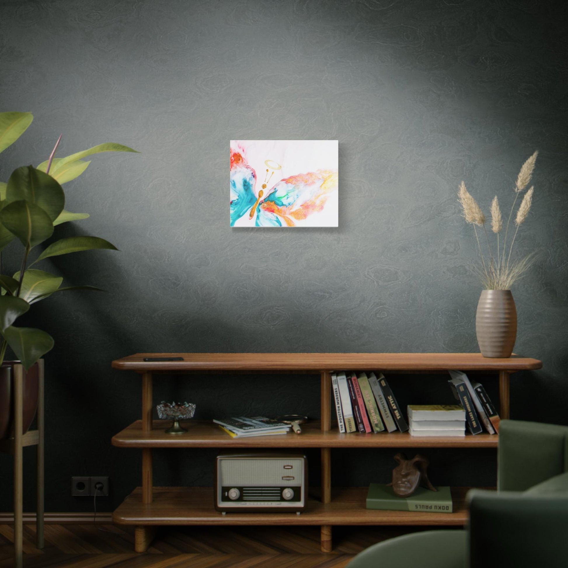 Colorful Halo Butterfly Canvas Wall Art, Inspirational Home Decor, Gift for Her, Modern Wall Art, Butterfly Artwork, Nature-Inspired Living