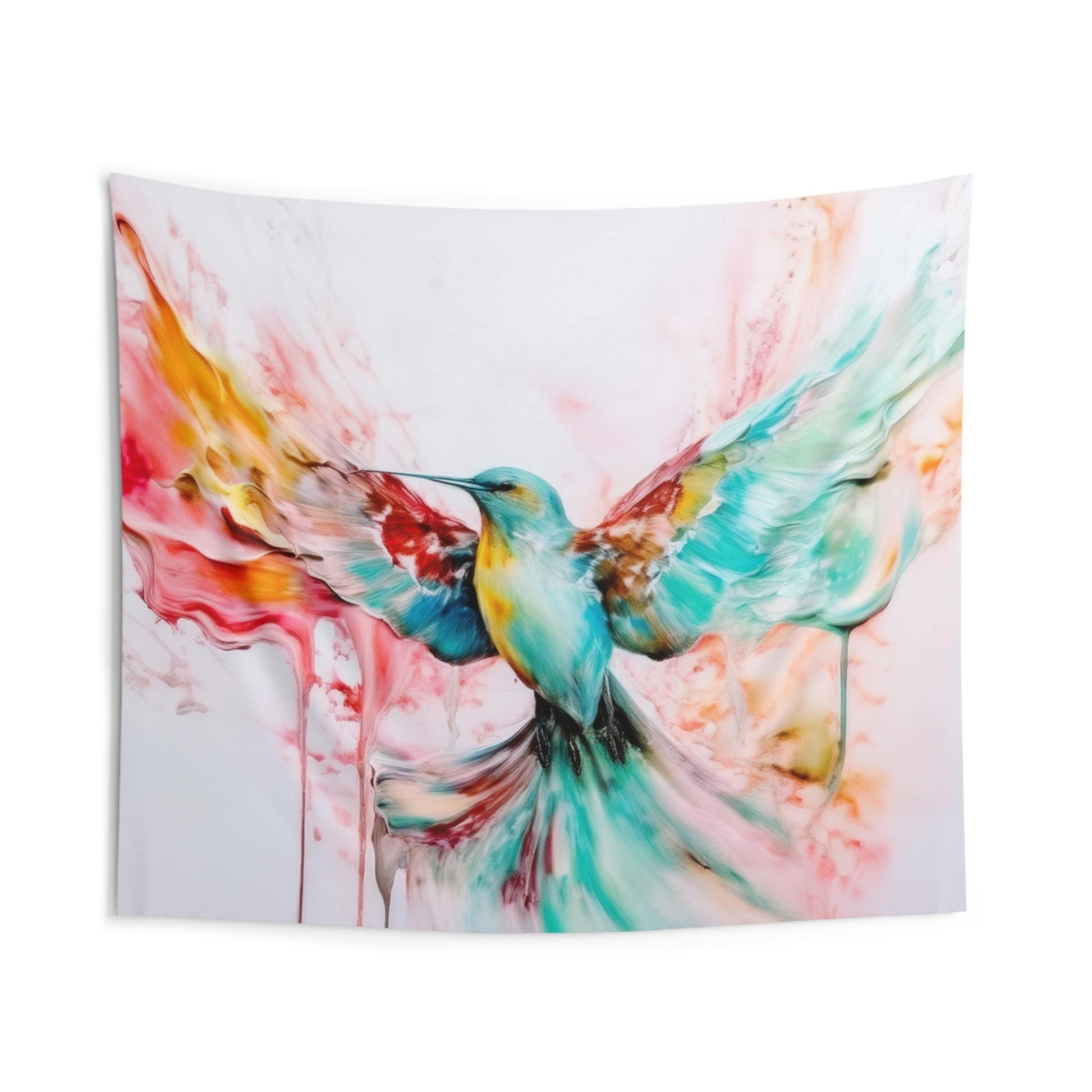 Colorful Hummingbird Wall Tapestry, Bohemian Home Decor, Vibrant Nature Art, Living Room Wall Hanging, Gift for Bird Lovers