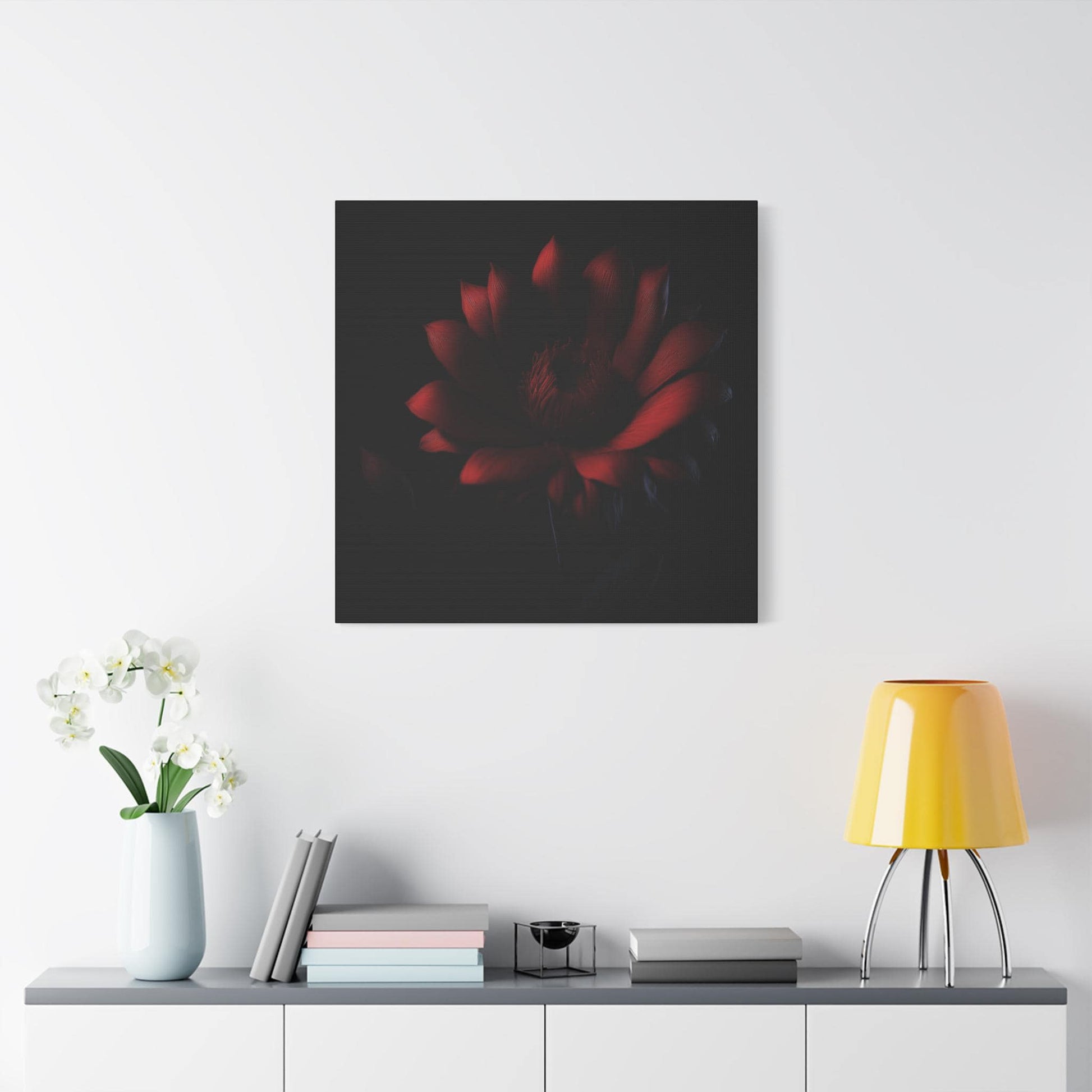 Burgundy Floral Matte Canvas Art, Wall Decor, Floral Home Decor, Stylish Gift for Her, Living Room Wall Art, Halo Butterfly