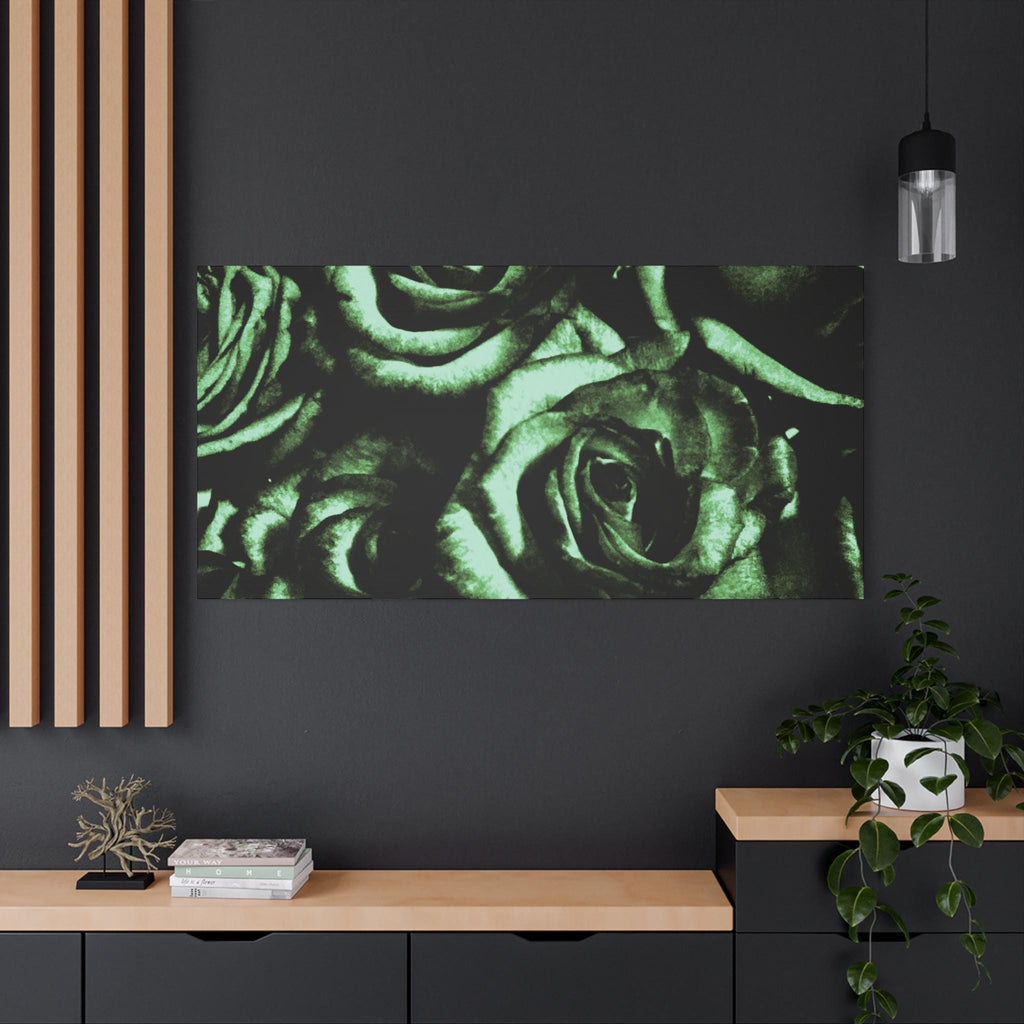 Black and Green Rose Canvas Wall Art, Floral Home Decor, Modern Art Print, Stylish Room Accent, Birthday Gift, Wall Decor