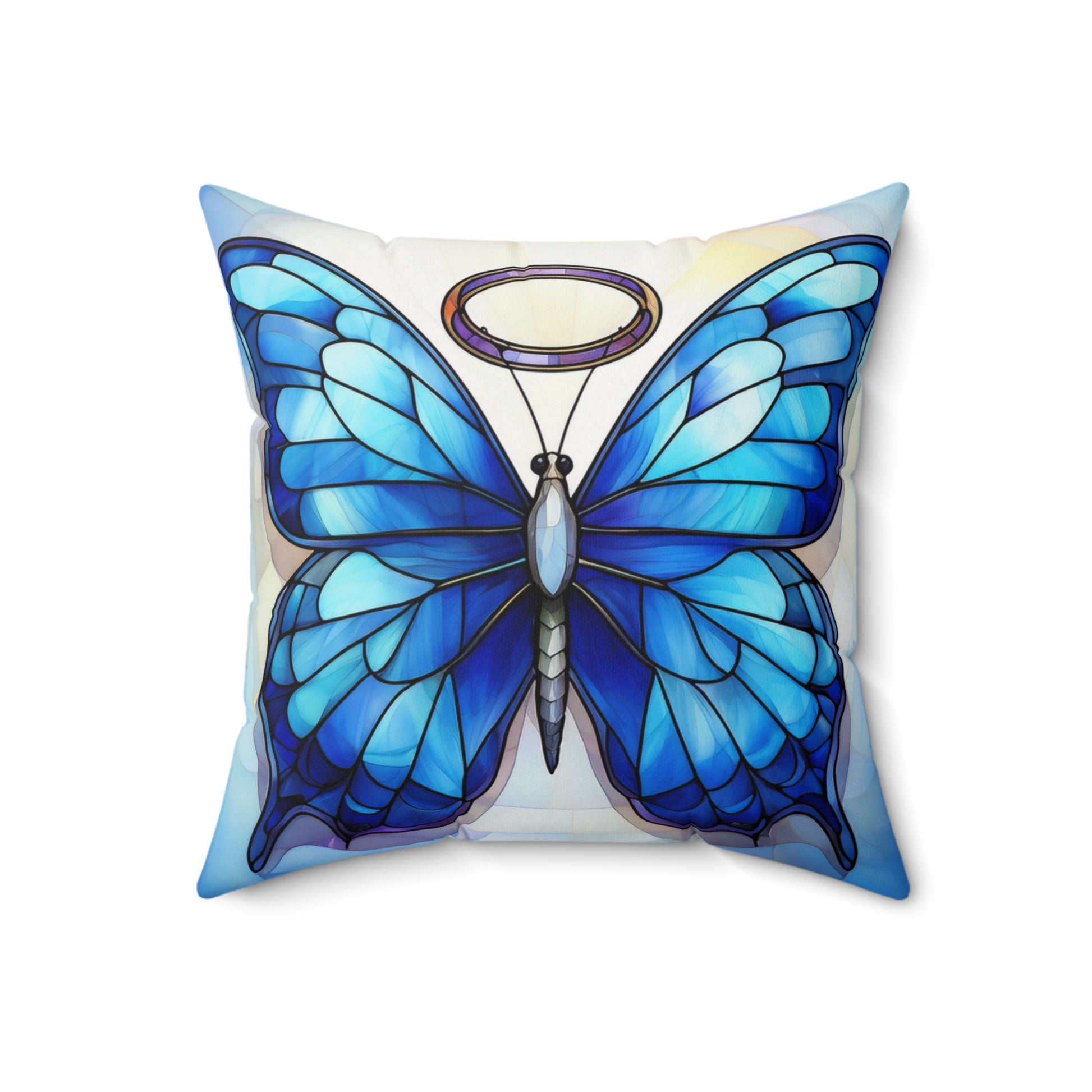 Blue Butterfly Faux Suede Square Pillow - Decorative Cushion, Cozy Home Accent, Gift for Nature Lovers, Butterfly Decor, Modern Sofa Pillow