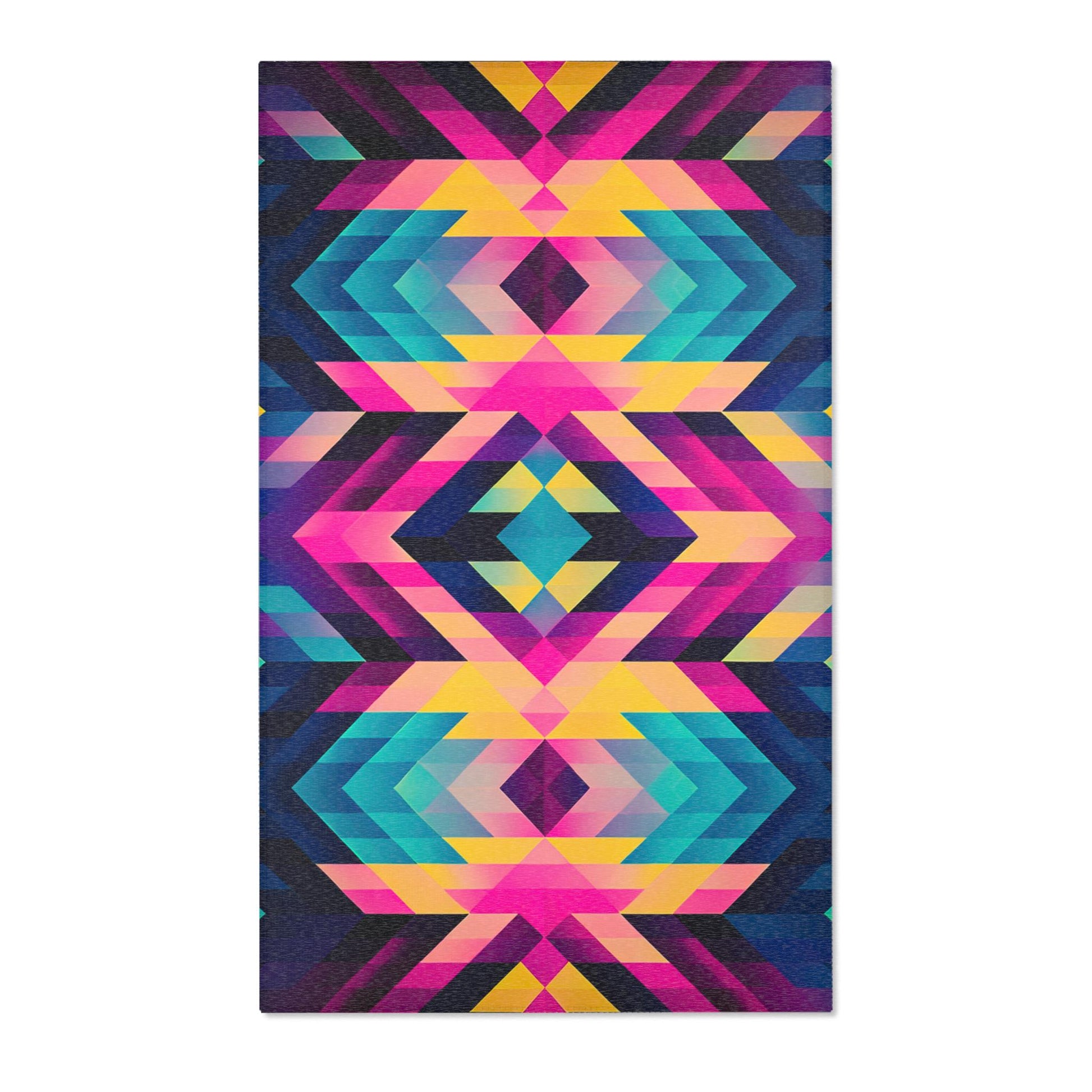 Brightly Colored Bohemian Geometric Area Rug, Modern Home Decor, Chic Floor Mat, Contemporary Room Accent, Unique Textile Art