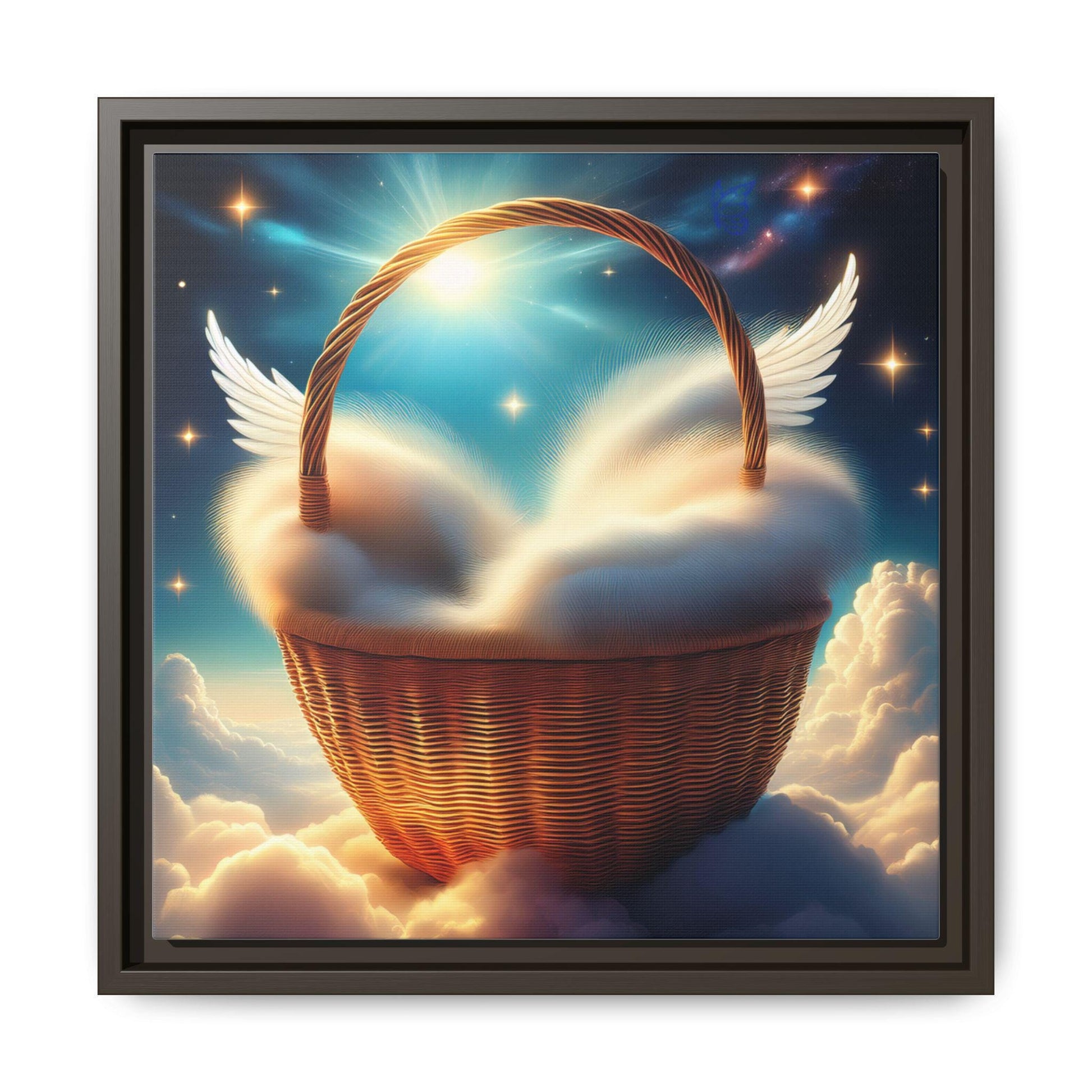 Holy Heaven in a Heavenly Basket Art Print, Inspirational Decor, Gift for Dreamers, Halo Butterfly, Unique Wall Art, Ethereal Decoration