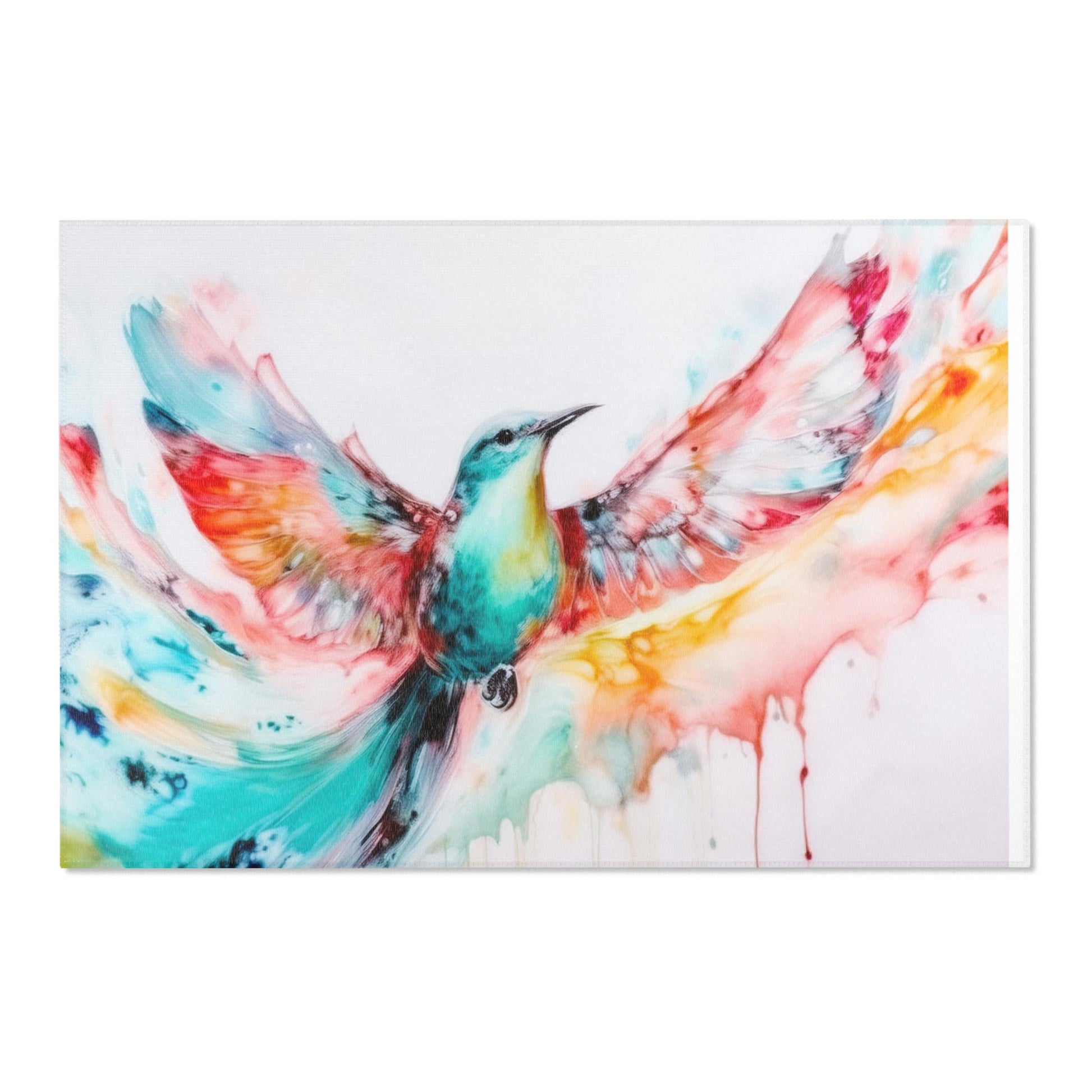 Colorful Hummingbird Area Rug | Vibrant Home Decor, Bohemian Living Room, Gift for Bird Lovers, Colorful Art Rug, Nature Inspired Decor