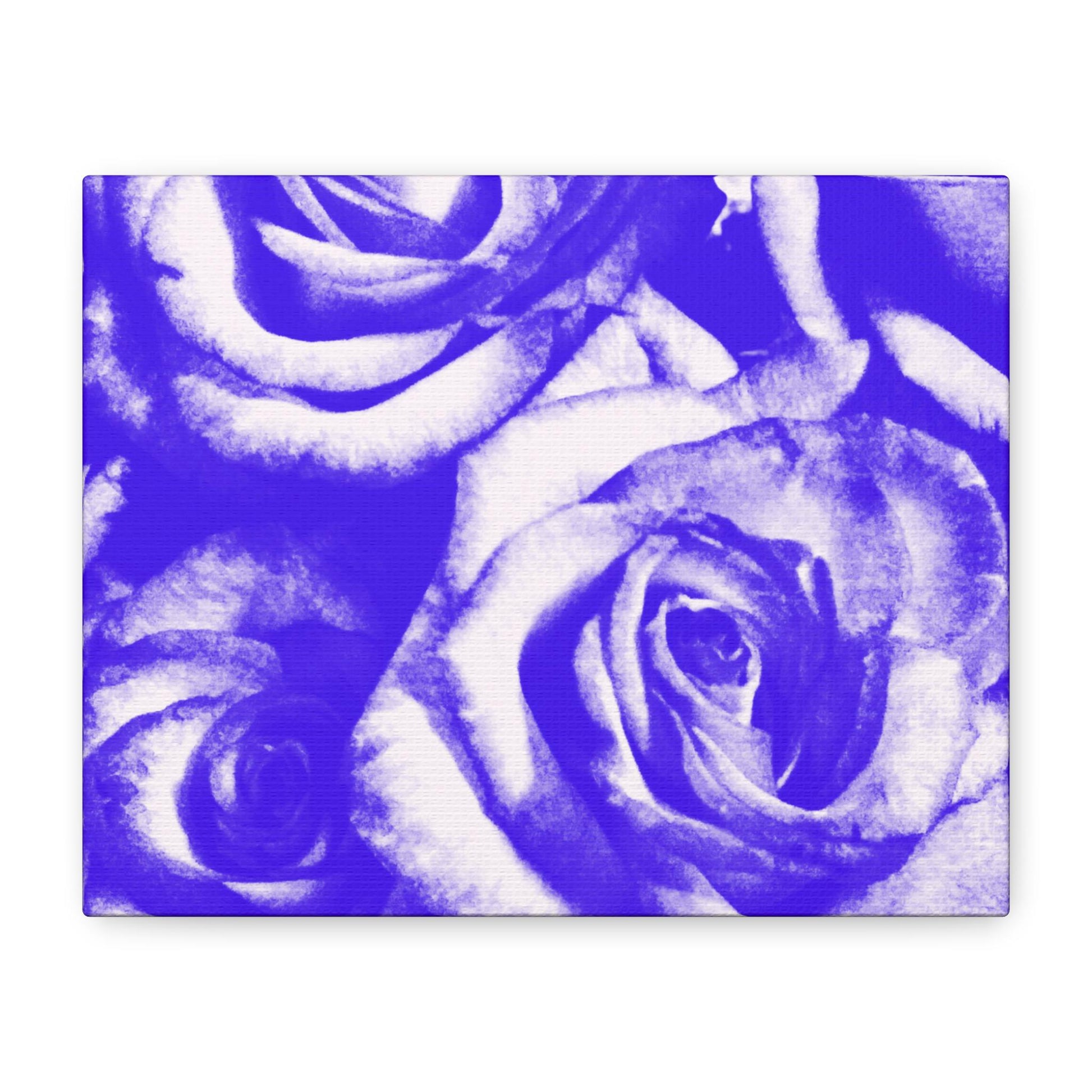 Blue Floral Canvas Art Print, Blue Rose Wall Decor, Home Decor, Gift for Her, Modern Art, Flowers for Living Room, Unique Artwork