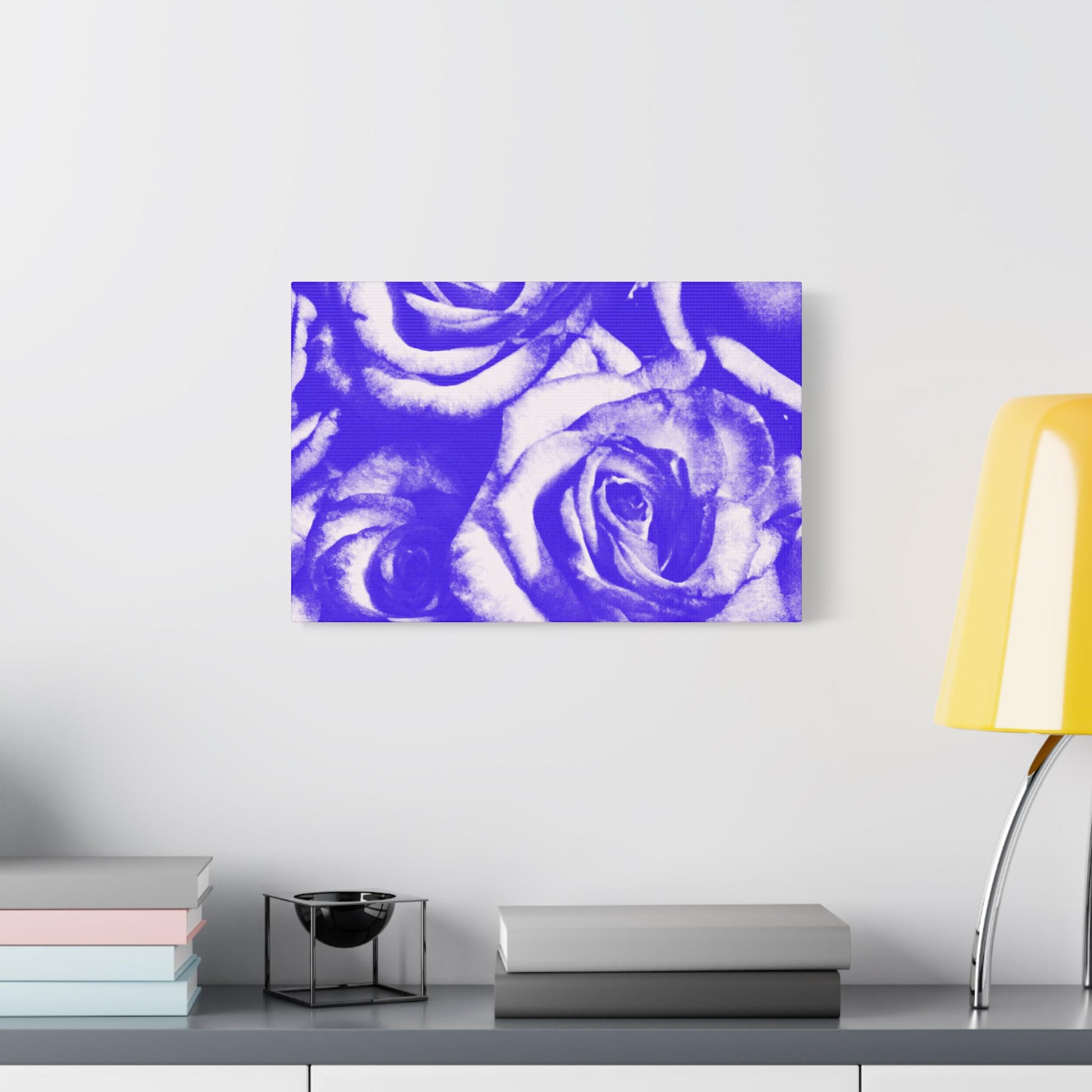 Blue Floral Canvas Art Print, Blue Rose Wall Decor, Home Decor, Gift for Her, Modern Art, Flowers for Living Room, Unique Artwork