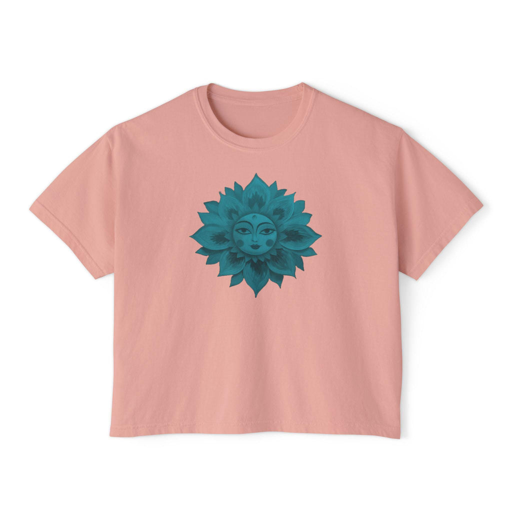 Bohemian Women's Boxy Tee with Floral Design, Casual Graphic T-Shirt, Summer Top, Gift for Her, Eco-Friendly Fashion